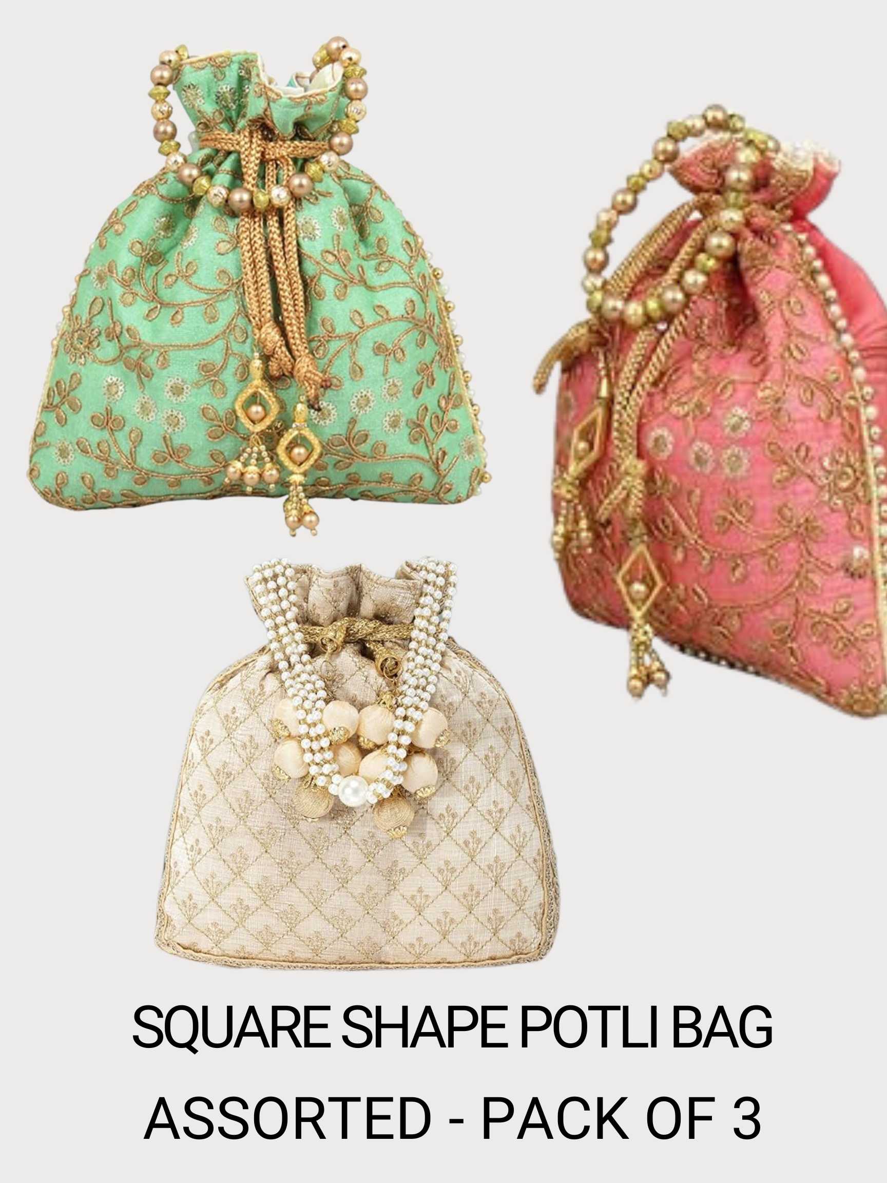 FASHQUE - Jewelry Designer Women Potli Bags, Evening Handbags for women - Square Shape PT Bags