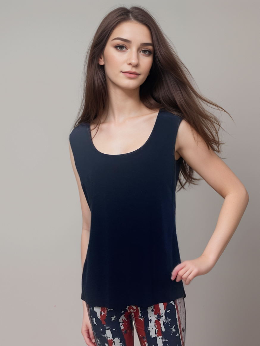 Round Neck Basic Solid Tank Top - T318