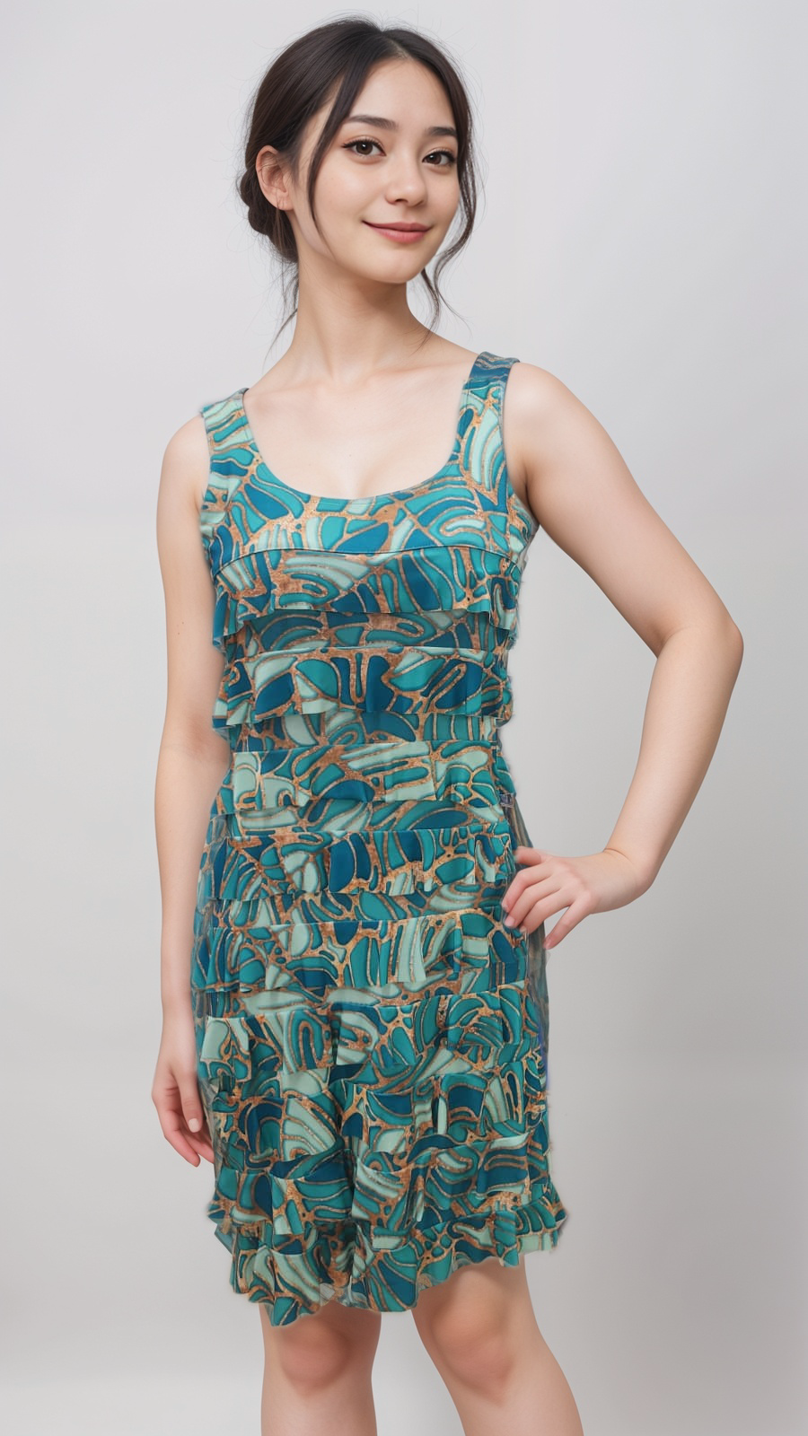 CHACHA Ruffle Knee length PRINTED Dress - D2760