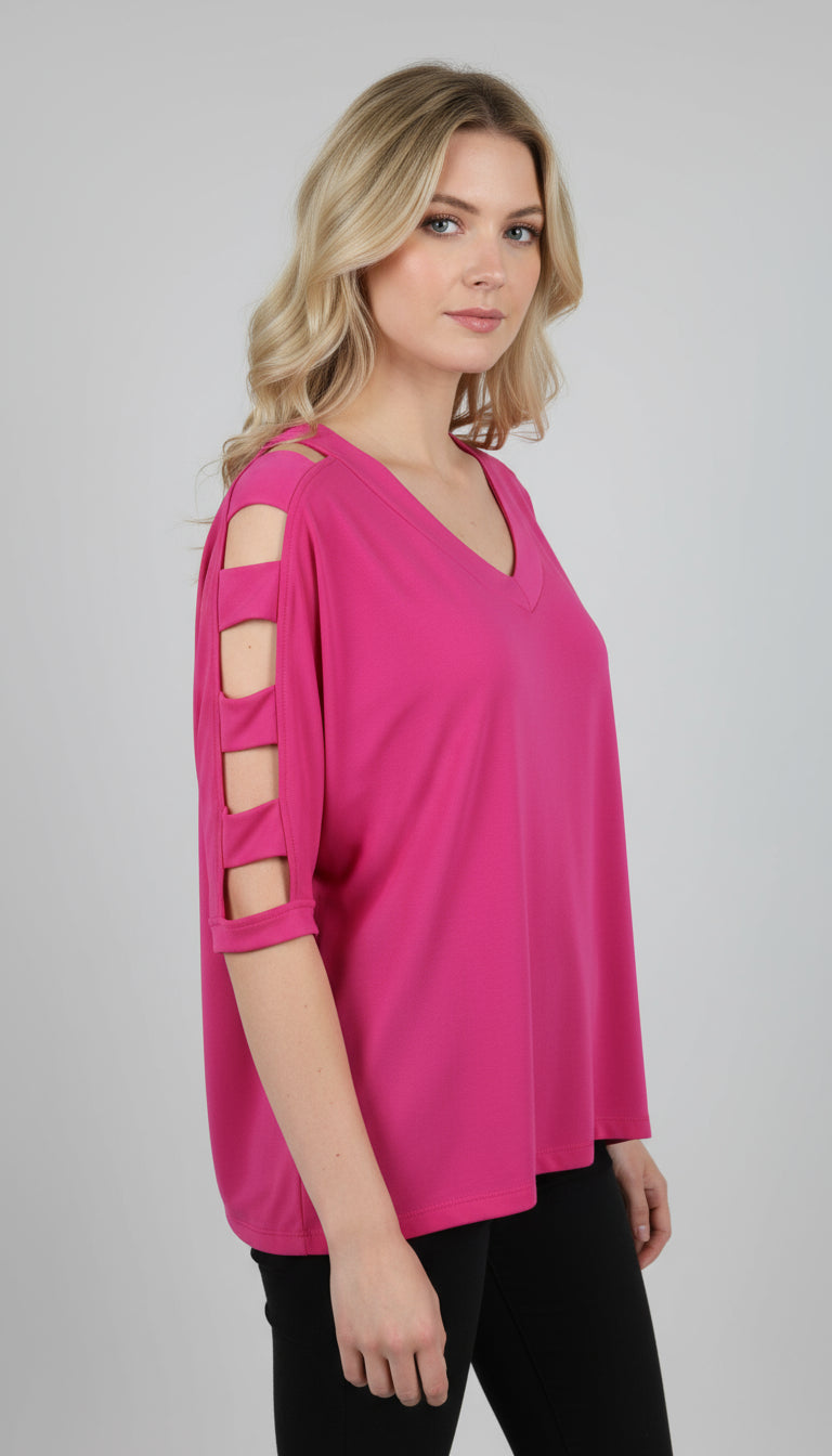 Sleeve V-Neck Top - T706