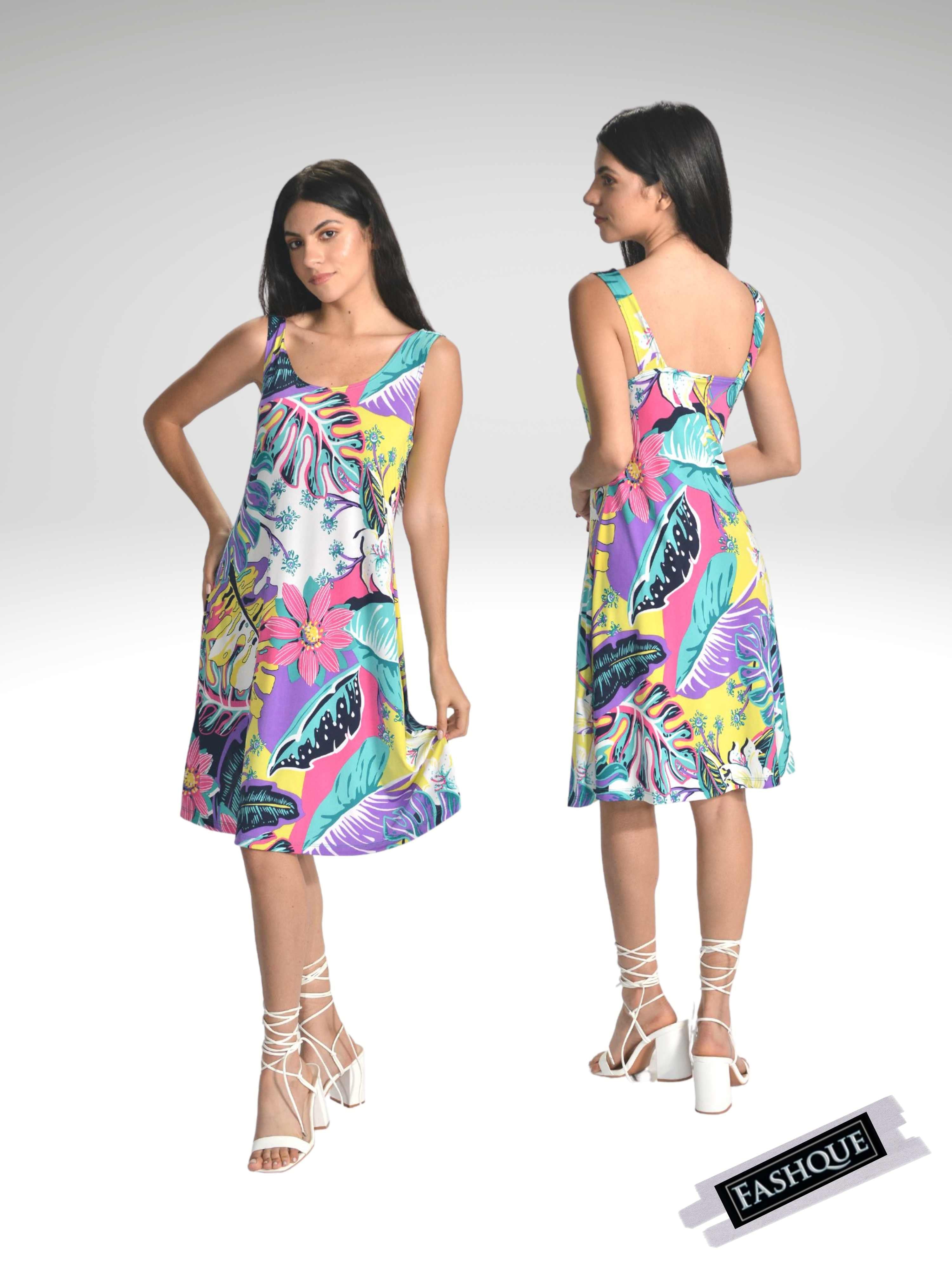FASHQUE - SUNDRESS - Skater Style tank dress with square back  - D001 SALE