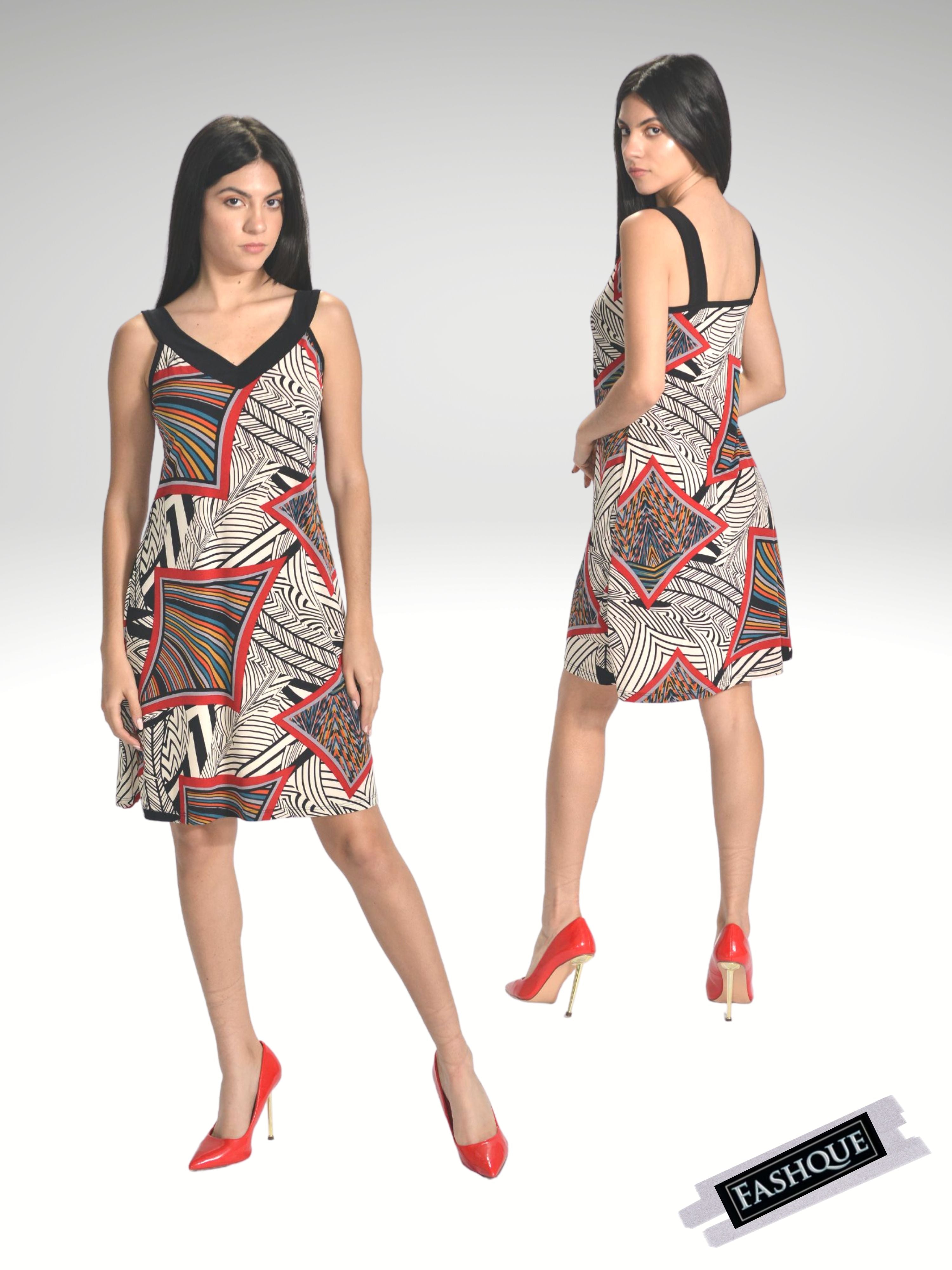 Strappy V- Neck Knee length Sleeveless Dress  - D009 SALE