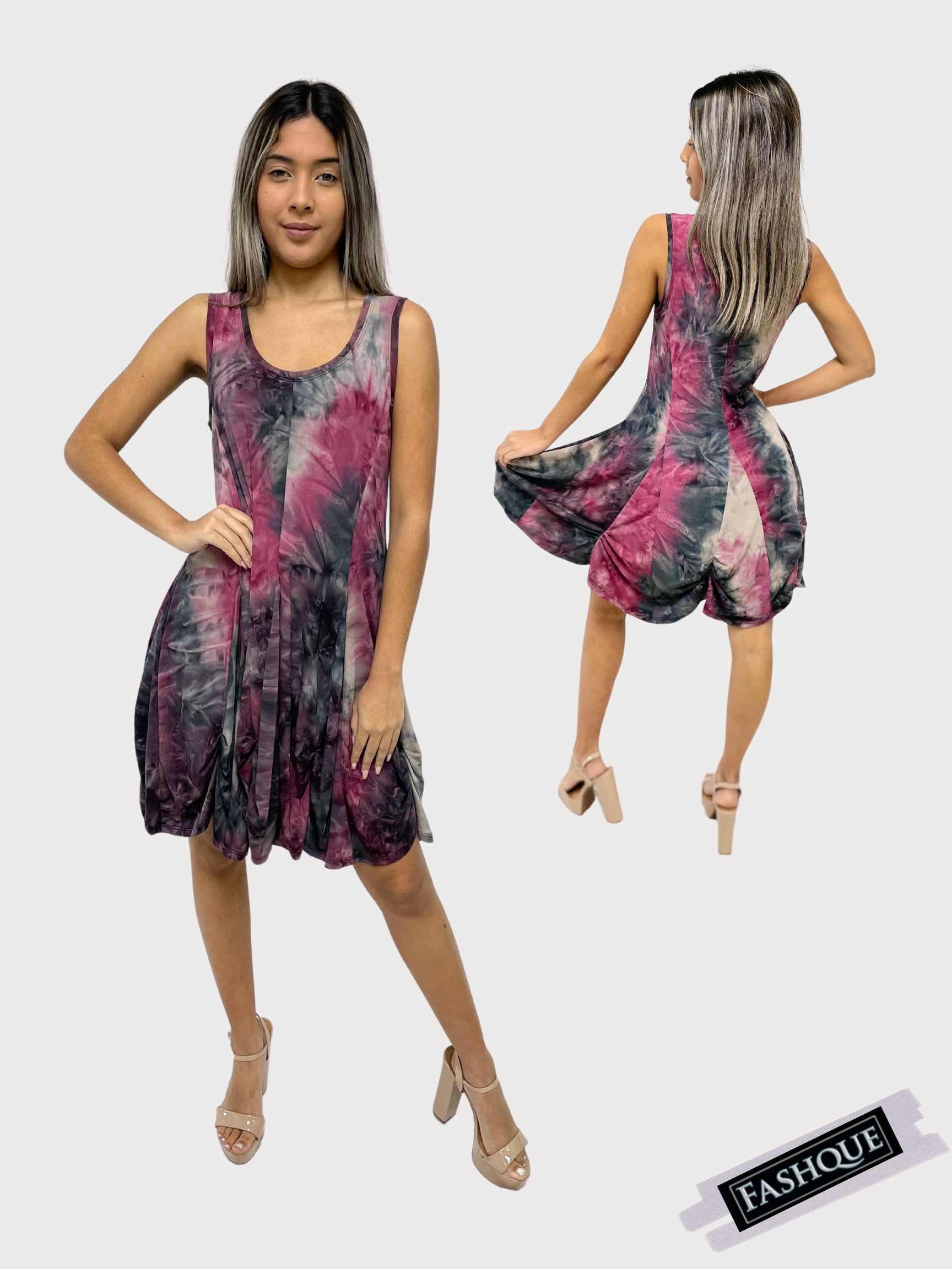FASHQUE - Sleeveless Pull-Over Detailed Bubble Panel Dress - D066