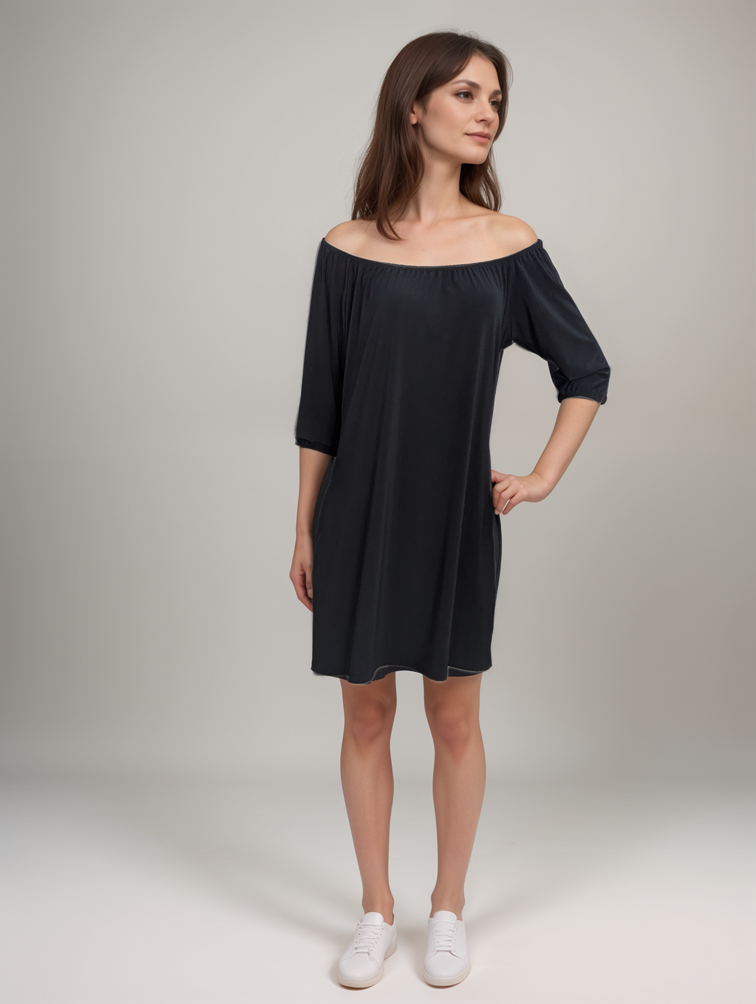 Off Shoulder Flowing Dress with beautiful Bell Sleeves - D068 SALE