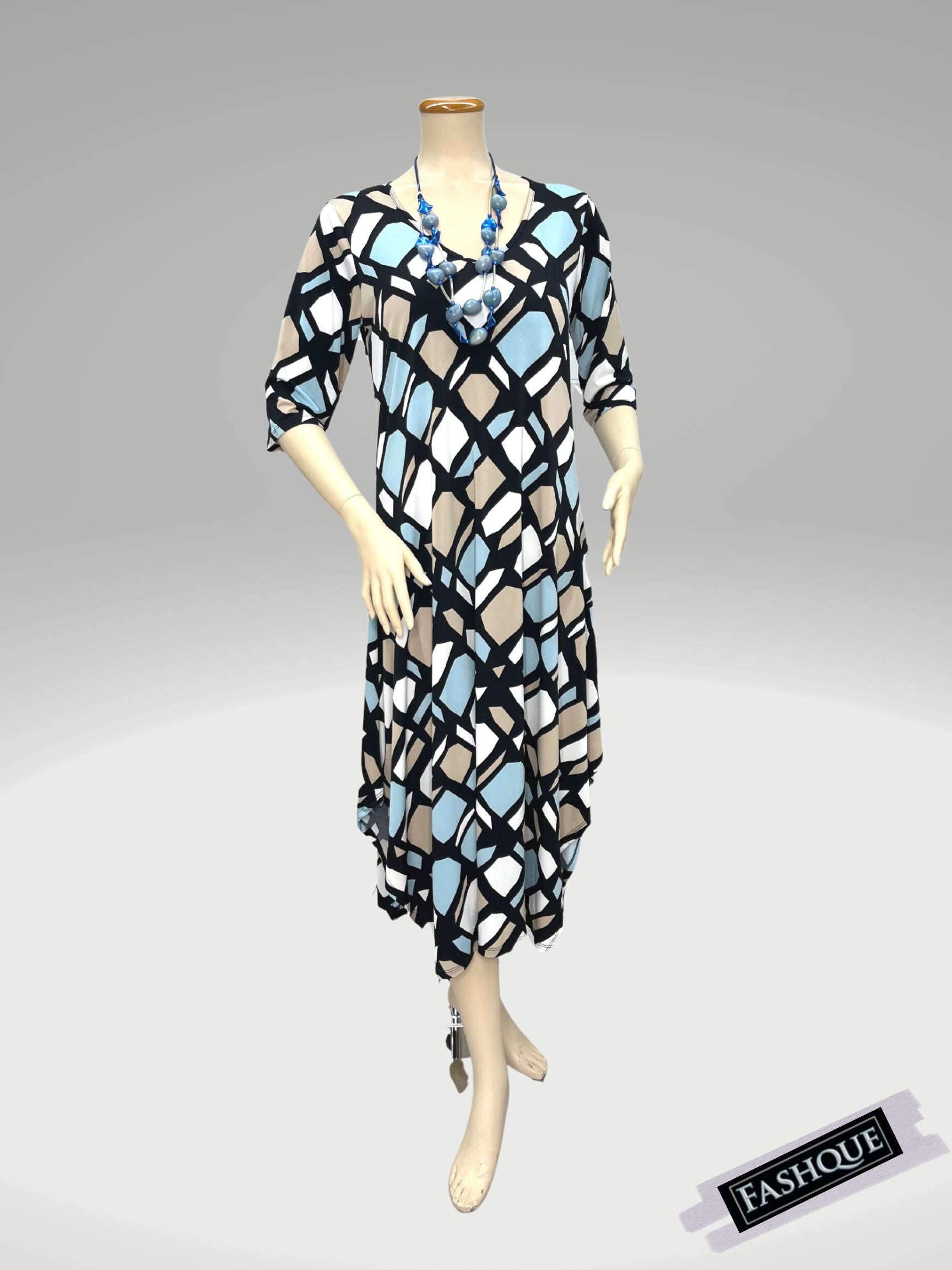 FASHQUE - A-line Maxi Dress 3/4th Sleeve - D075 SALE