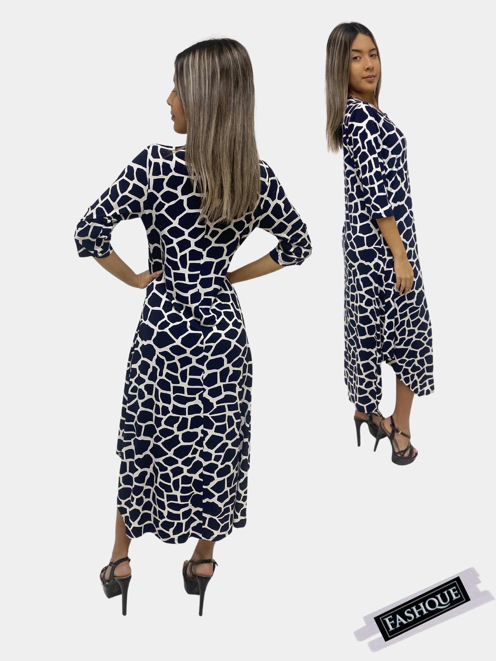 A-line Maxi Dress 3/4th Sleeve - D075 SALE