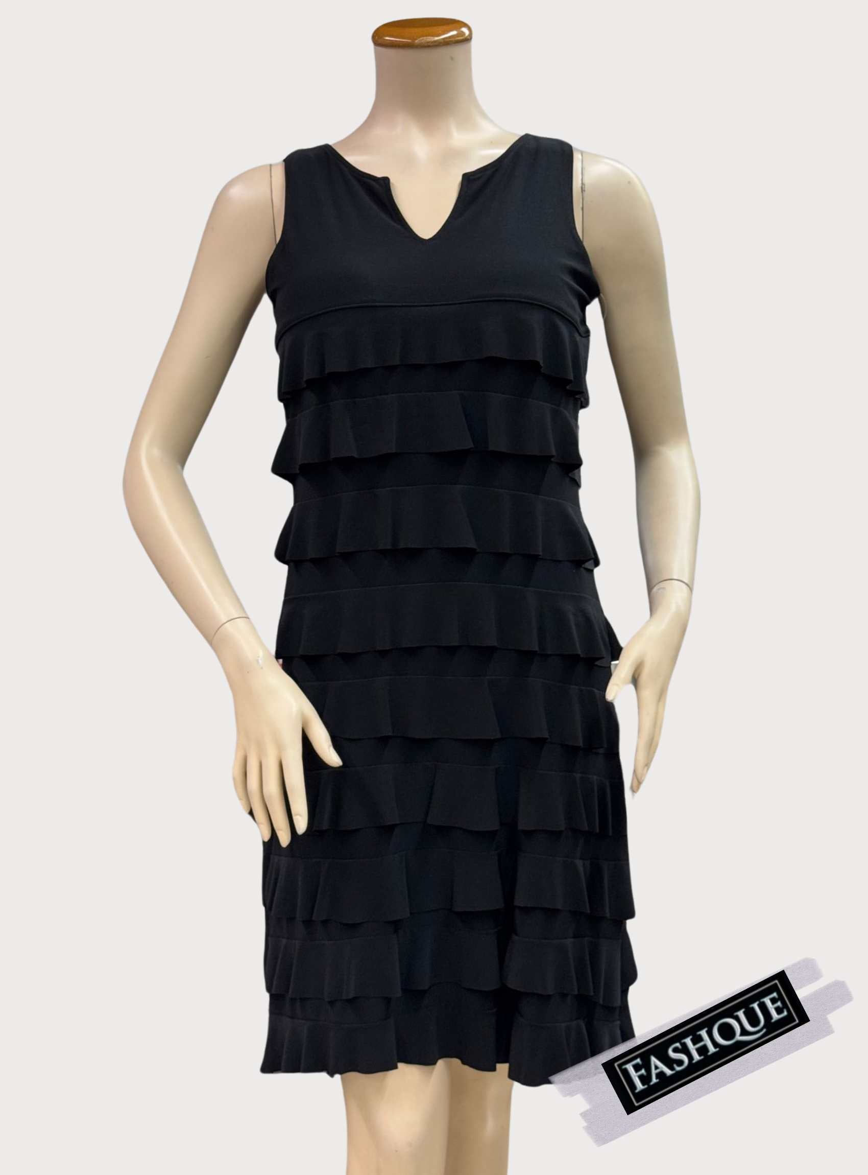 FASHQUE - CHACHA Ruffle V Neck Sleeveless Knee length Dress - D107