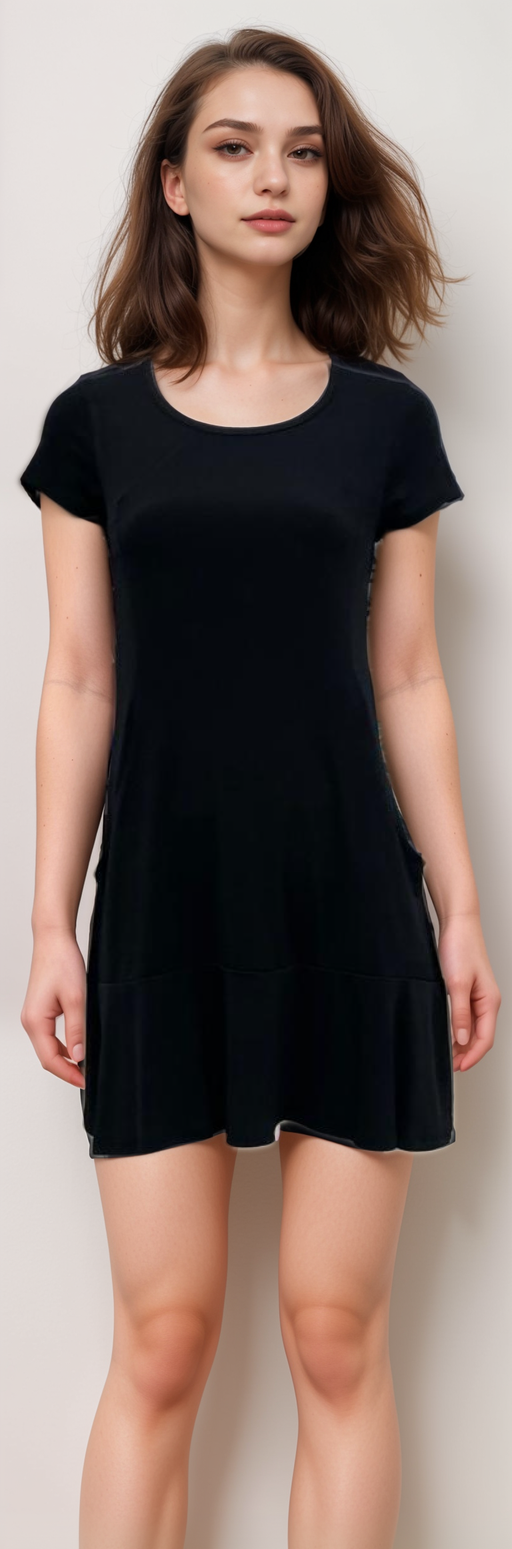 KANGAROO POCKET PRINCESS SEAM CAP SLEEVE DRESS - D108