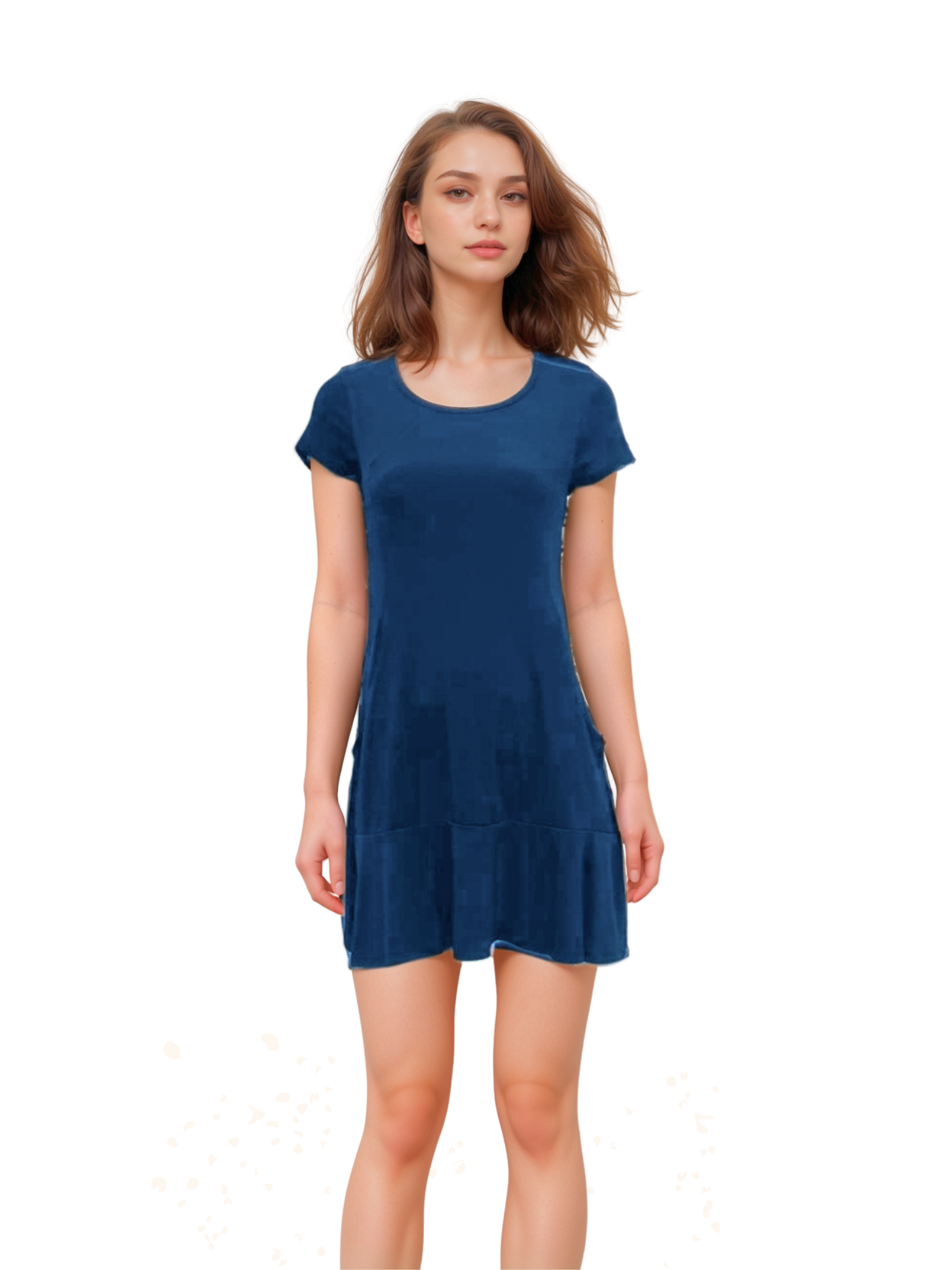 KANGAROO POCKET PRINCESS SEAM CAP SLEEVE DRESS - D108