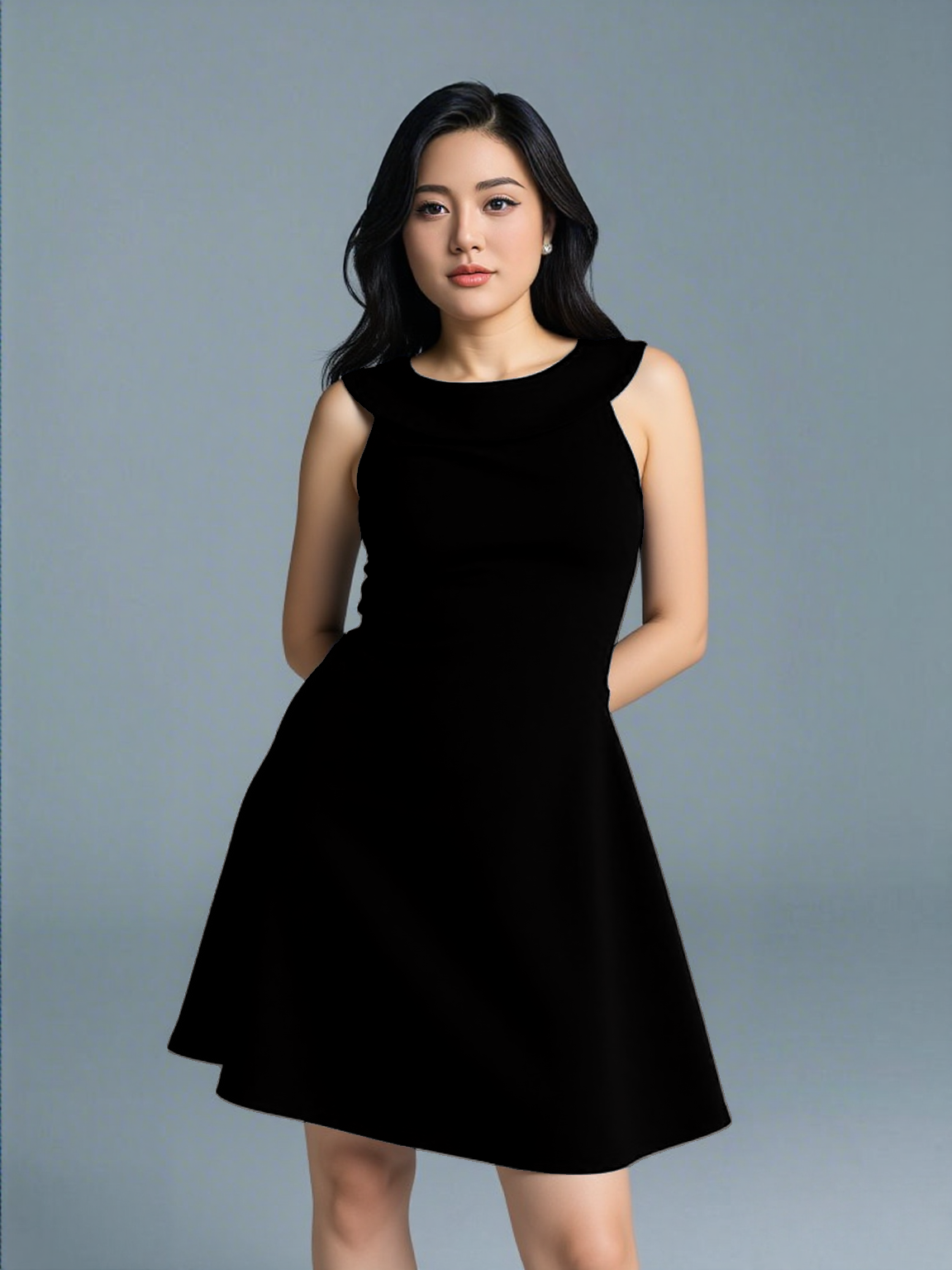 Cowl Neck Sleeveless Dress - D115