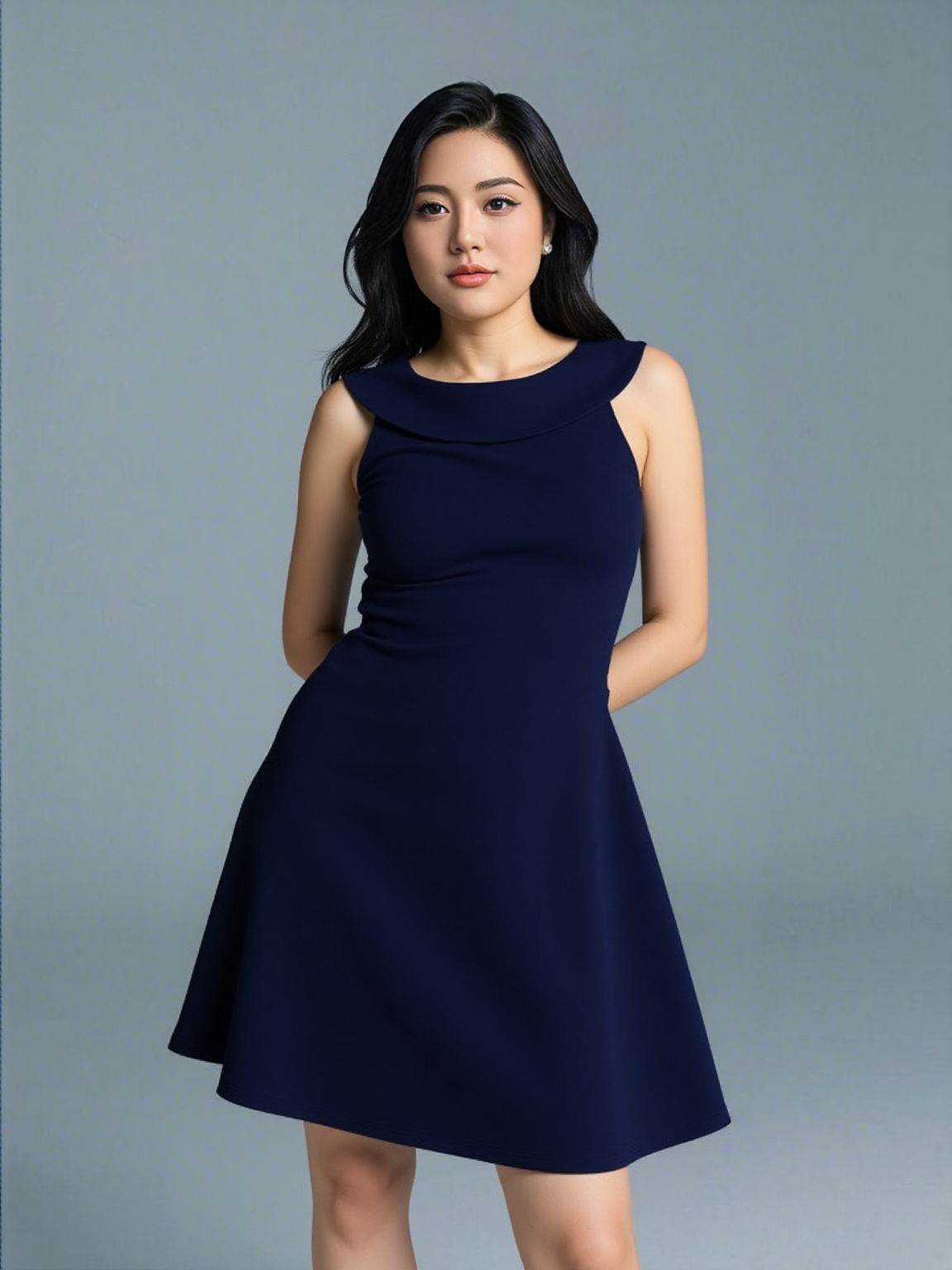 Cowl Neck Sleeveless Dress - D115