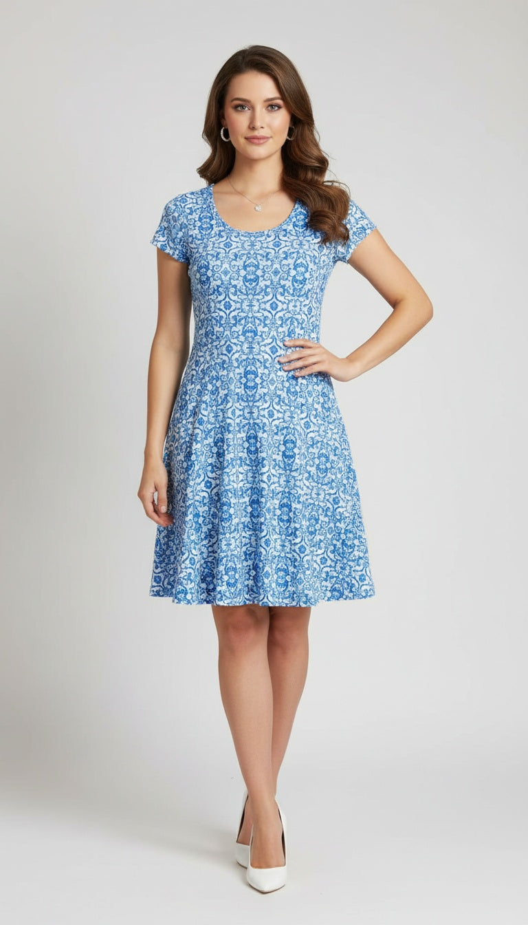 Highlighted Princess Seam Scoop Neck Dress - D2037