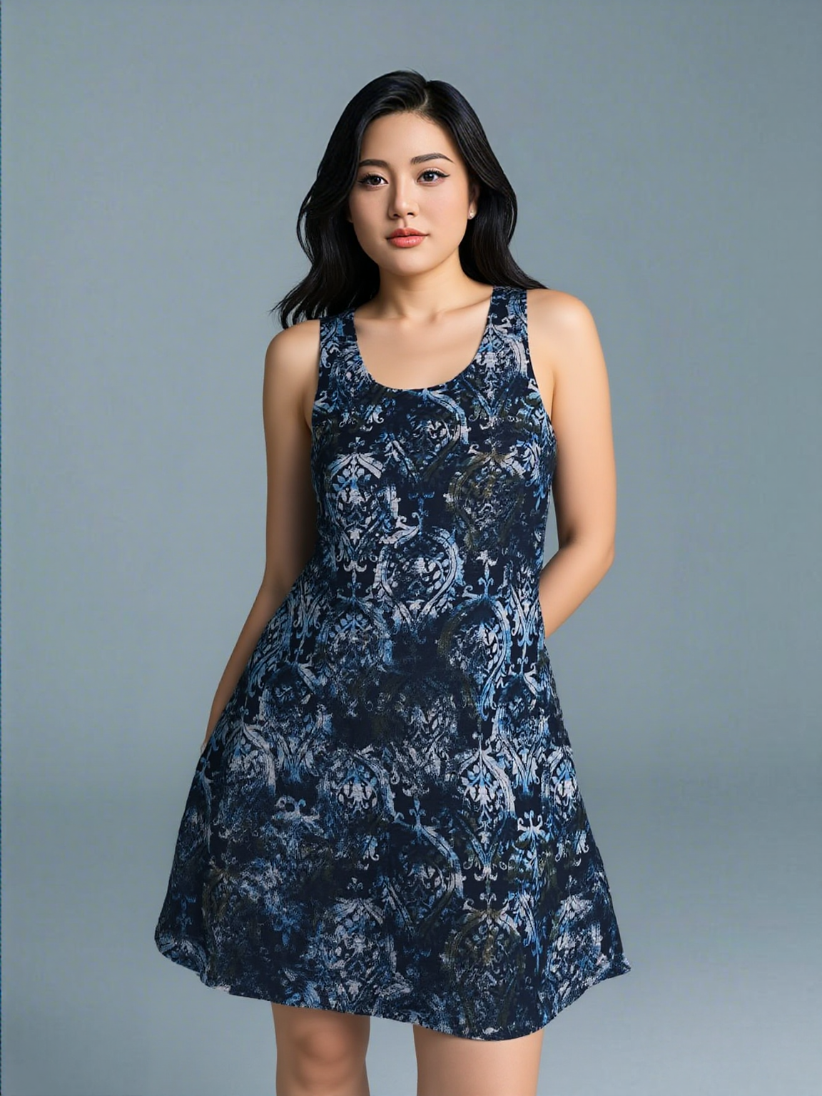 Square back tank Dress with Pockets - D2061