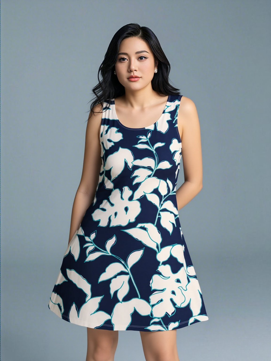 Square back tank Dress with Pockets - D2061