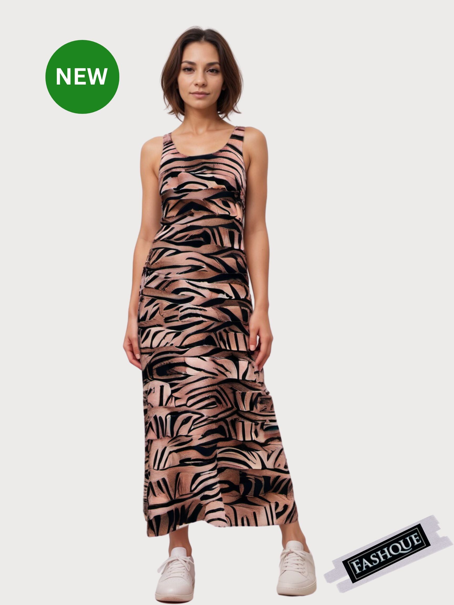 FASHQUE - Ruffle Maxi Dress Sleeveless NEW PRINTED - D2211