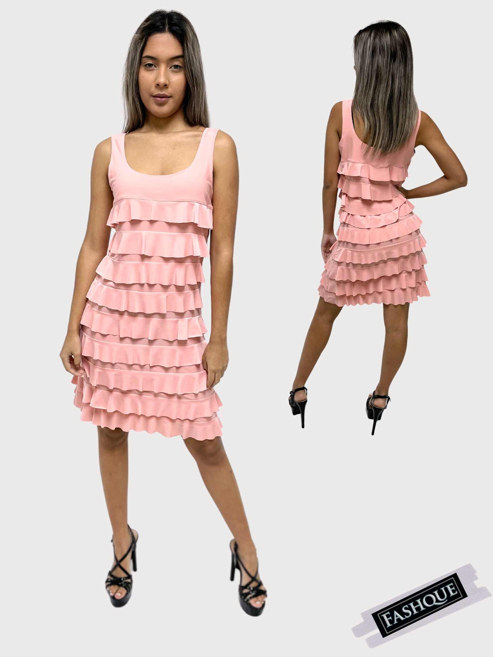 FASHQUE - CHACHA Ruffle Sleeveless Knee length Dress- SOLID COLOR - D760