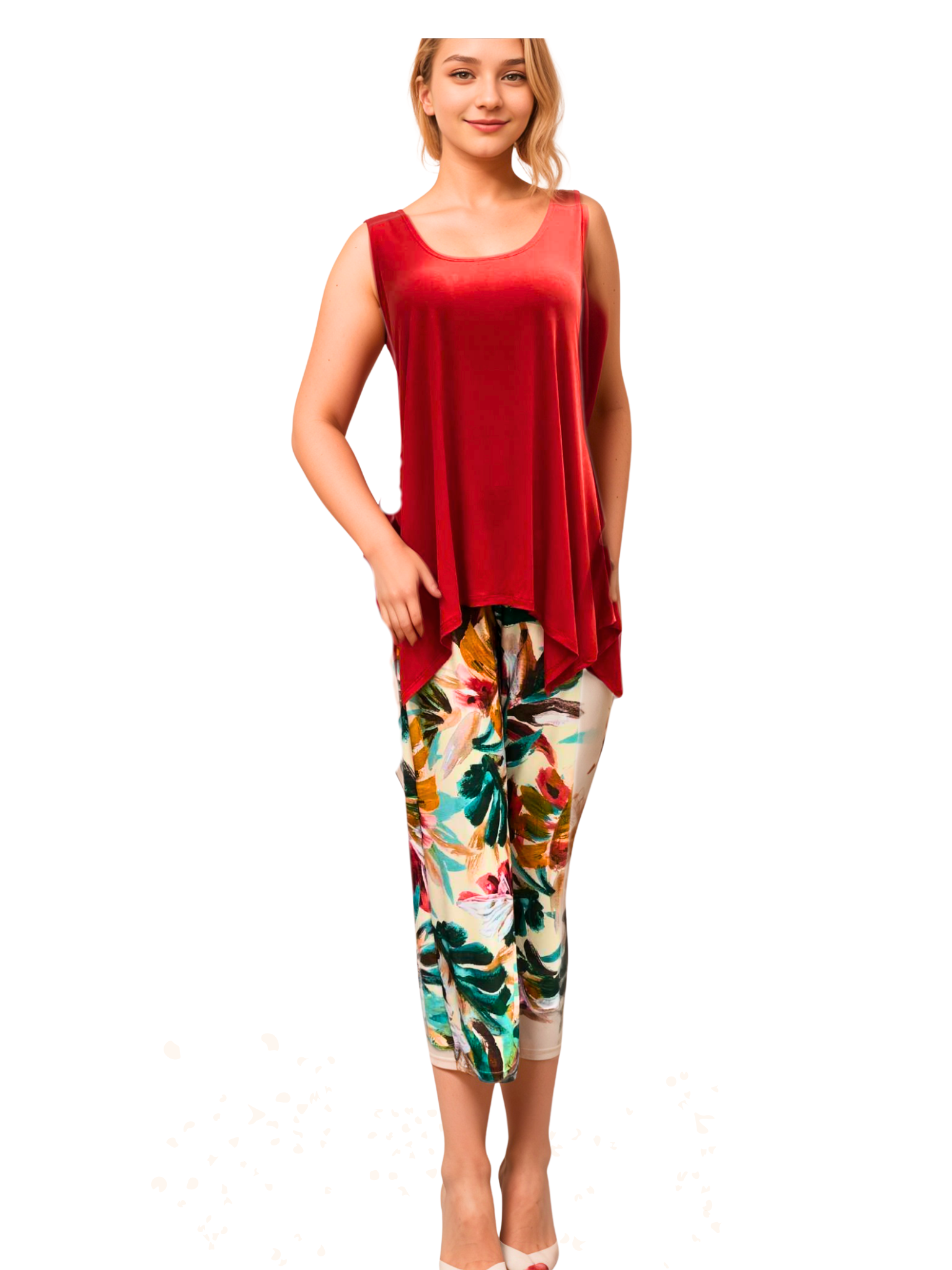 Mid Rise Straight Leg Pull-on Printed Palazzo - P2016