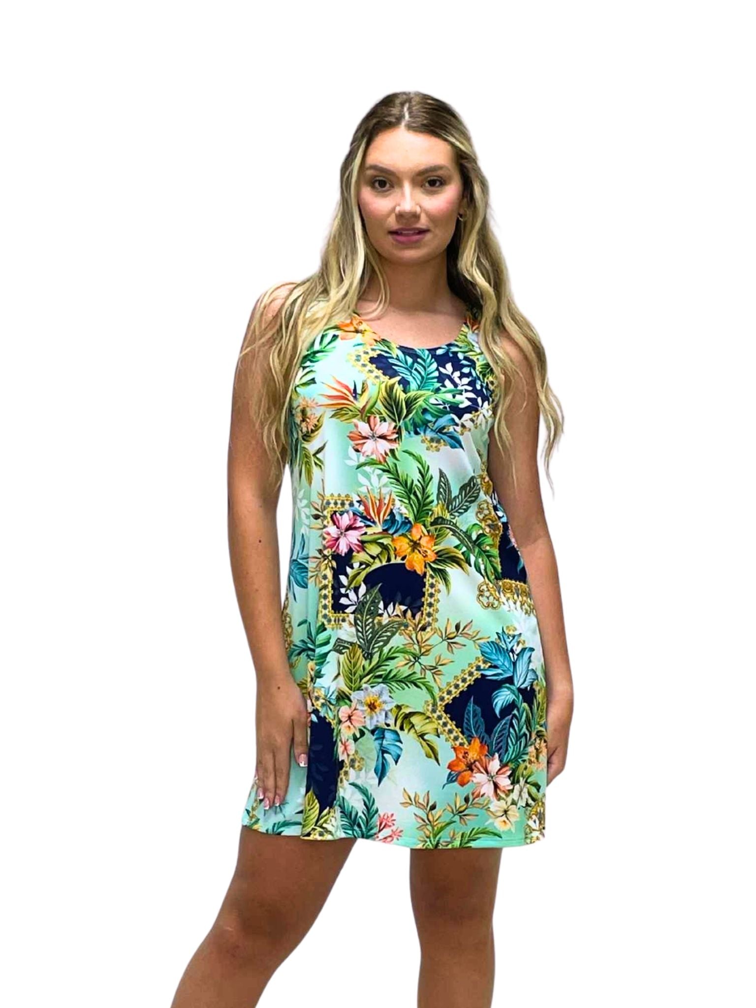 Sleeveless Scoop Neck Pull-Over Style Dress - D2002