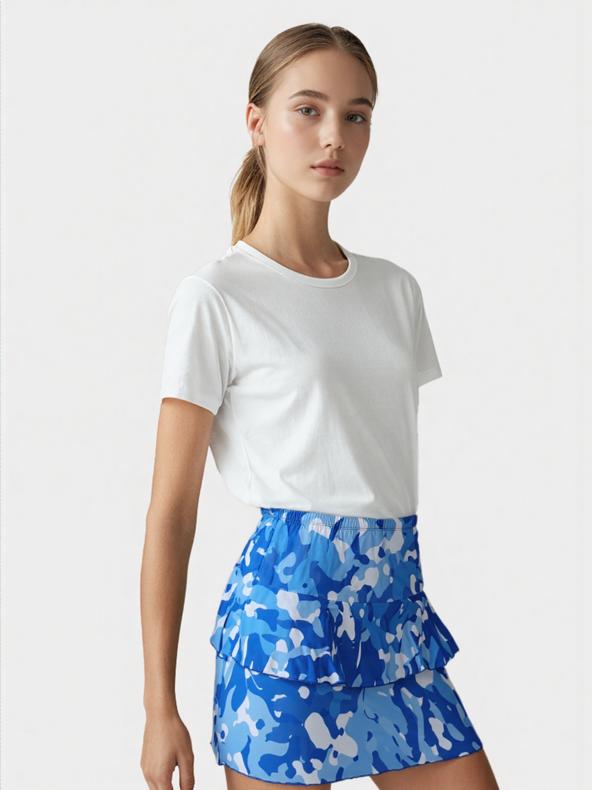 2 Tier DIGITAL PRINT SKORT with the Ruffle in the center - SH2001