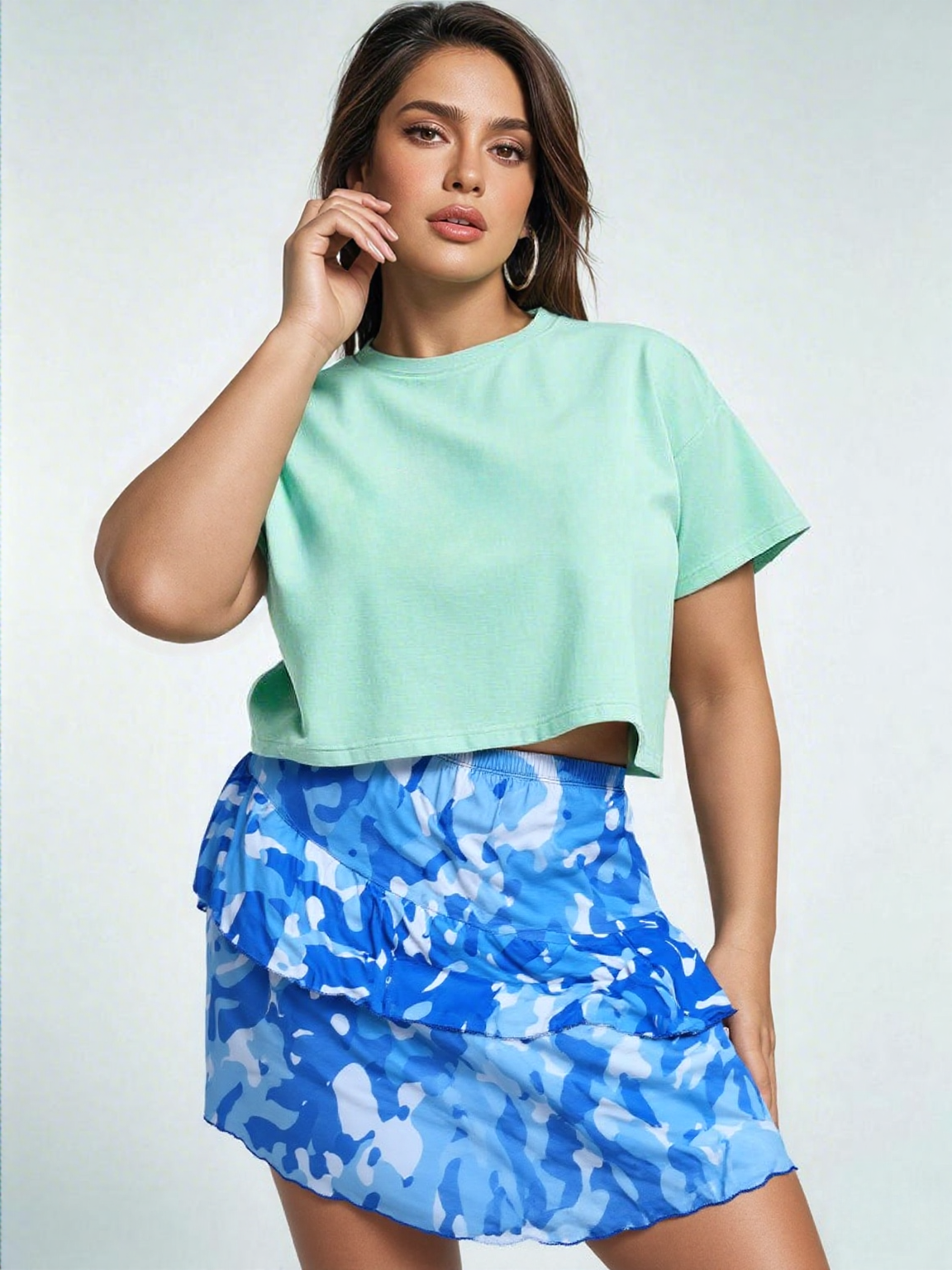 2 Tier DIGITAL PRINT SKORT with the Ruffle in the center - SH2001