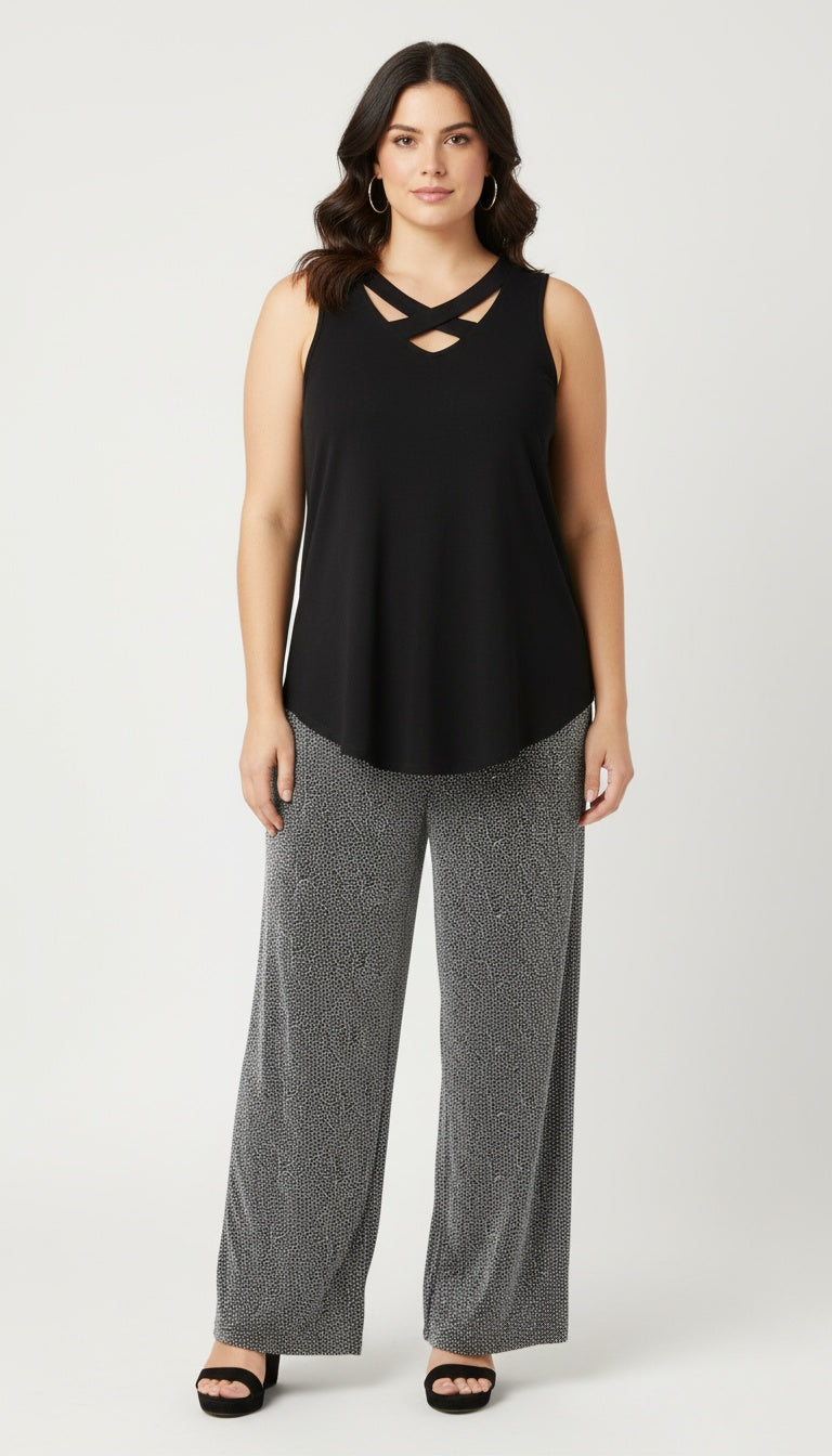 Mid Rise Straight Leg Pull-on Palazzo - P015