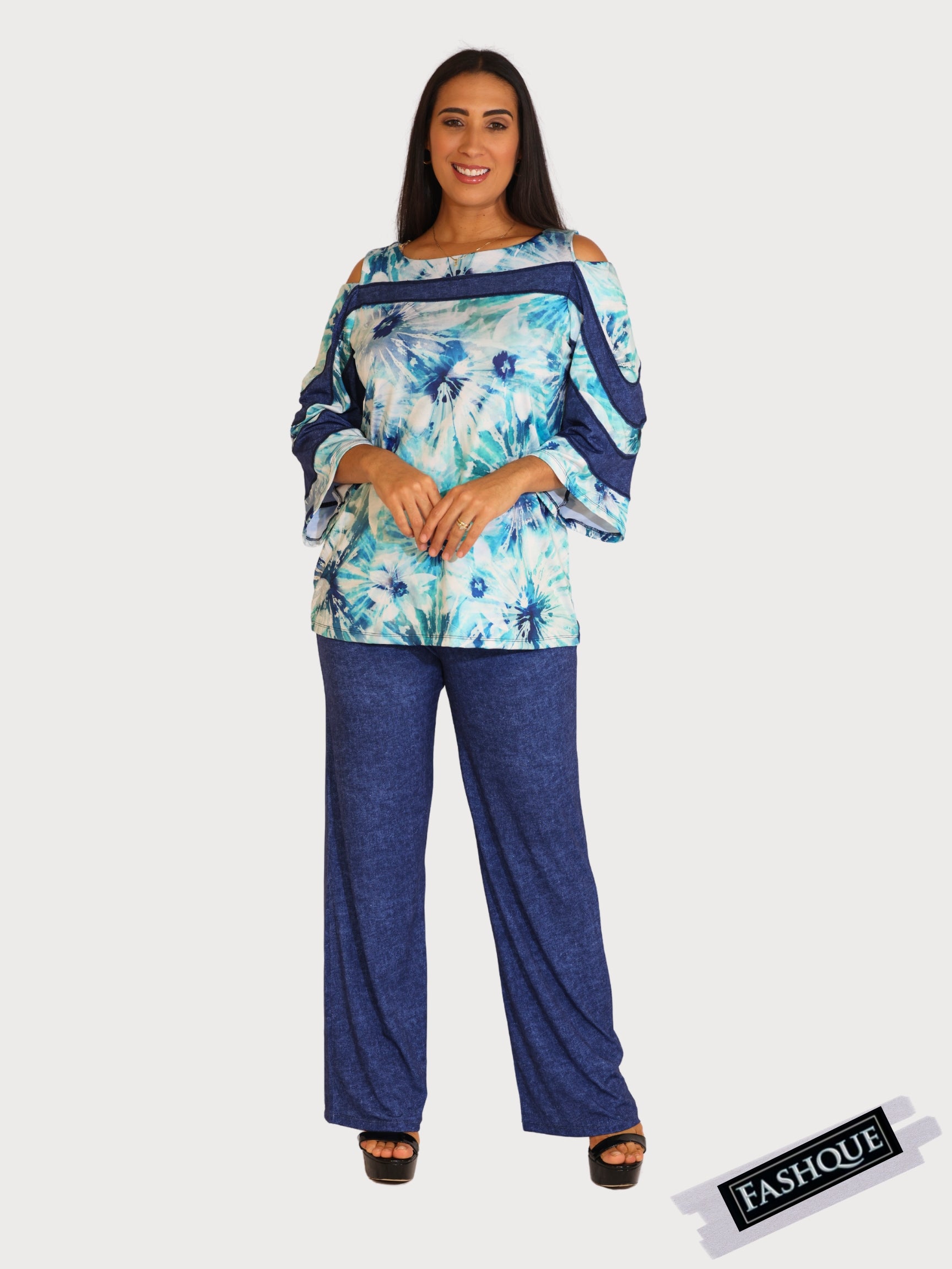 FASHQUE - Mid Rise Straight Leg Pull-on Printed Palazzo - P017 SALE