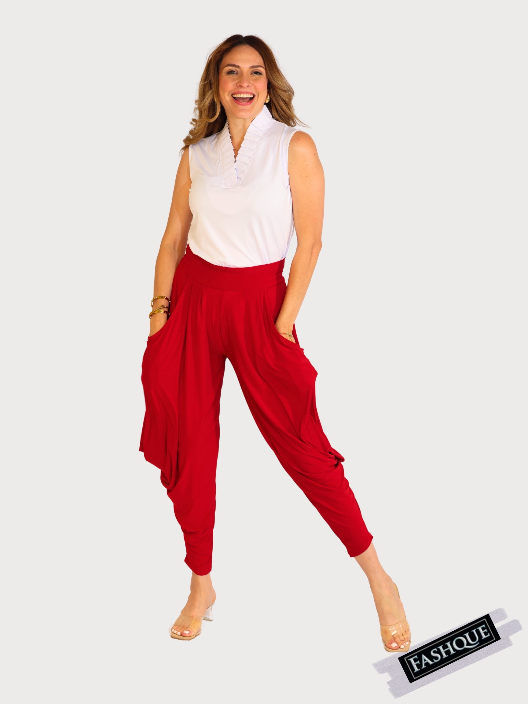 Pull On pants with wide waist band and Kangaroo Pockets - P033