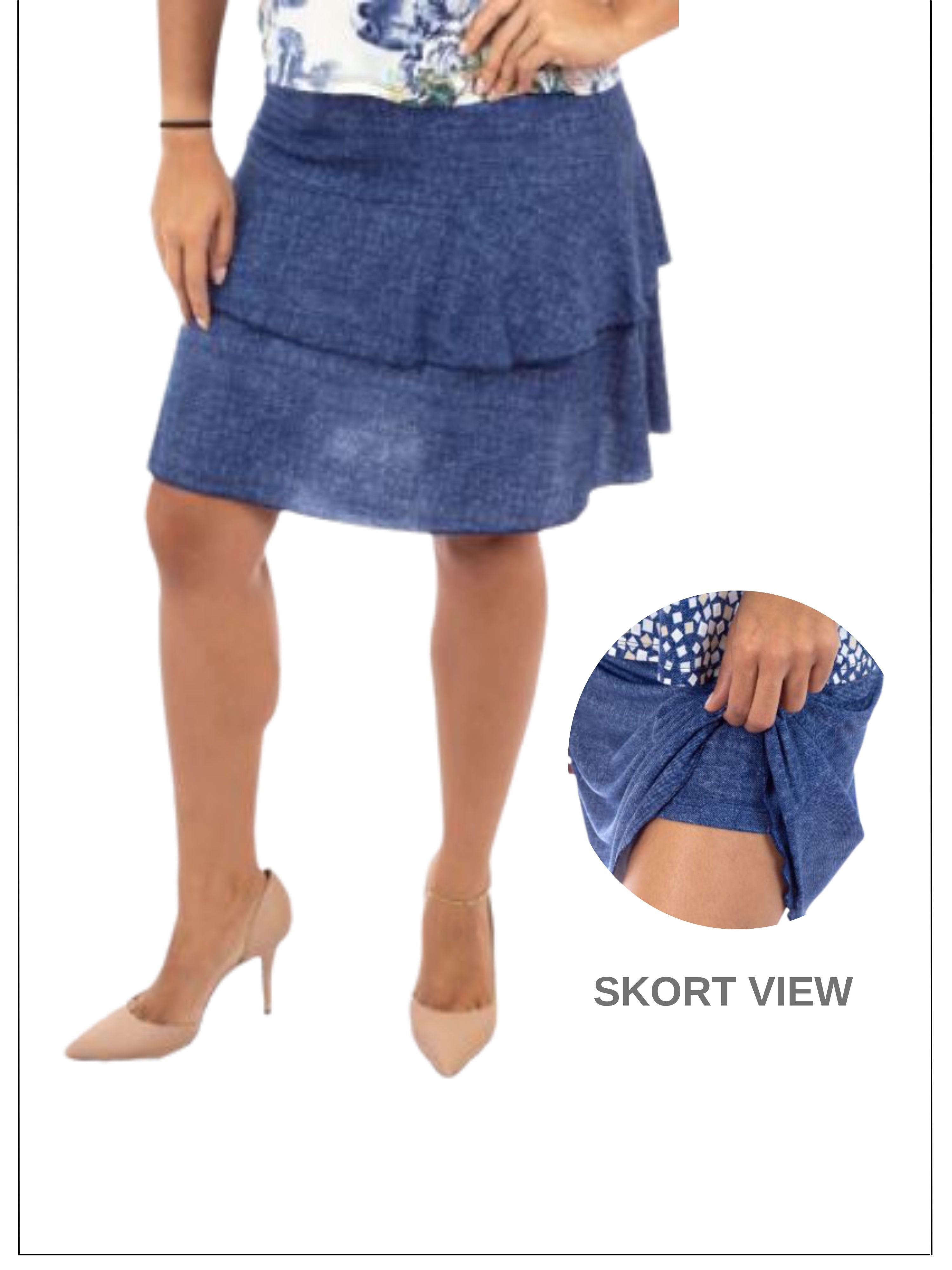 3 Tier PRINTED SKORT with the Ruffle in the center - SH001
