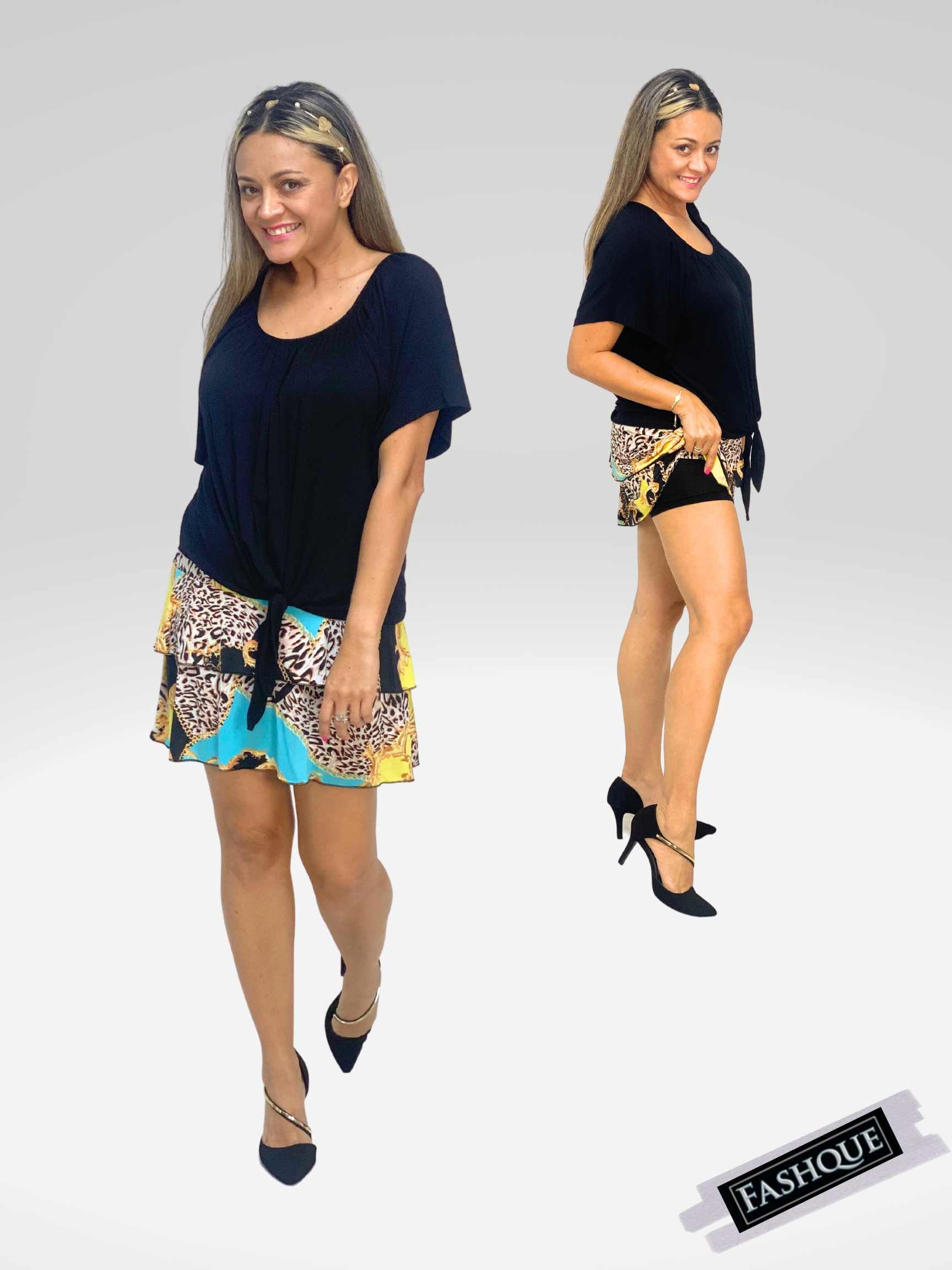 FASHQUE - 3 Tier PRINTED SKORT with the Ruffle in the center - SH001 SALE