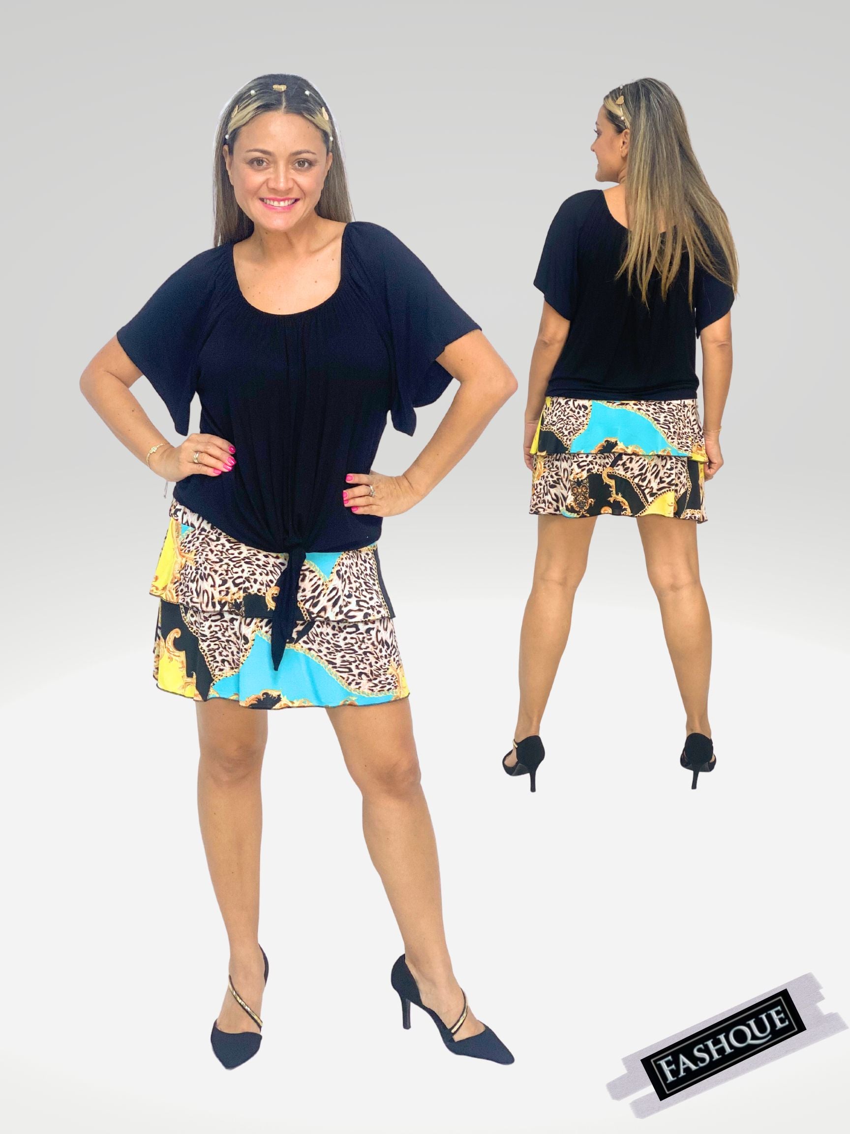 FASHQUE - 3 Tier PRINTED SKORT with the Ruffle in the center - SH001 SALE