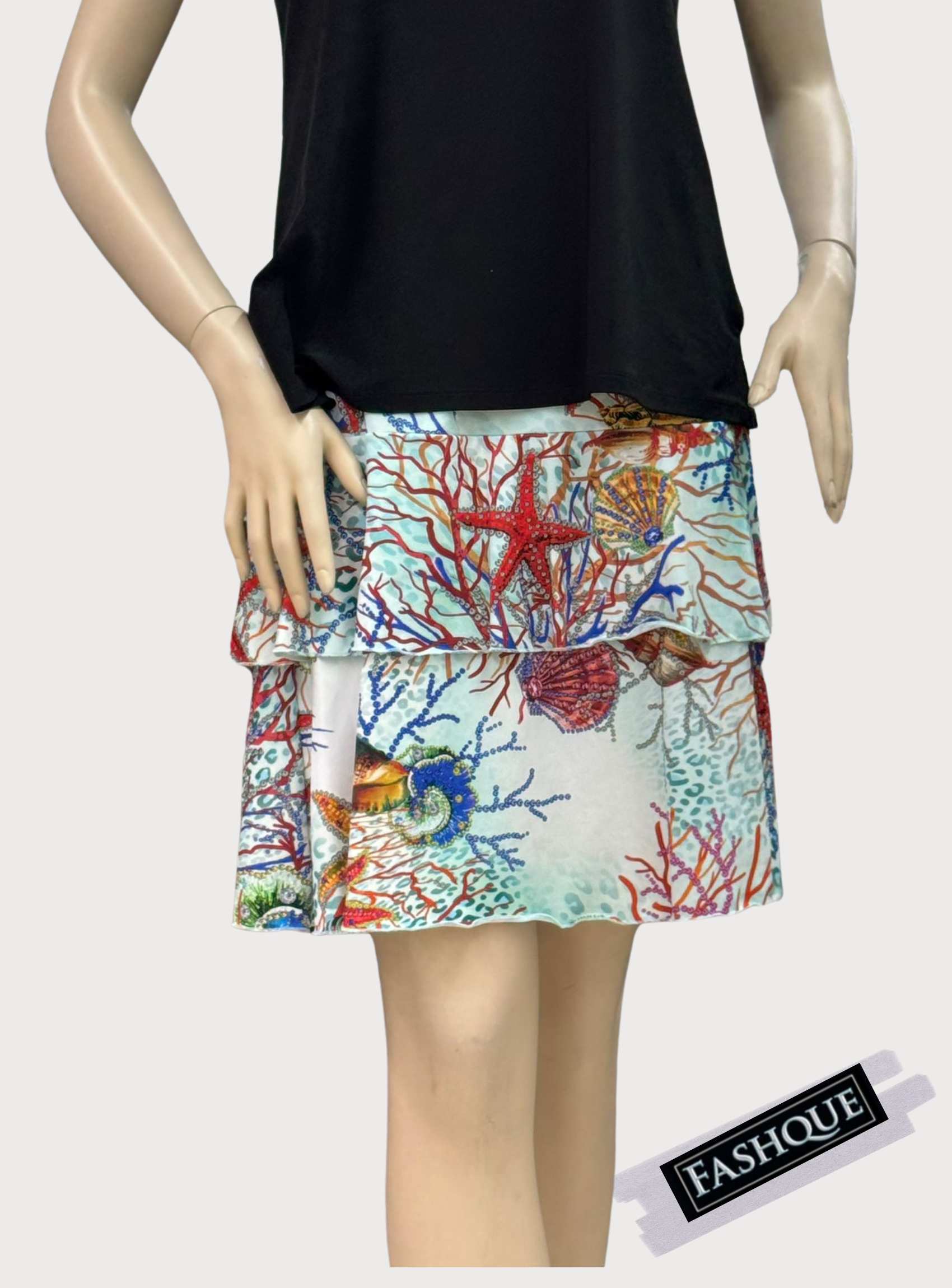 FASHQUE - 3 Tier DIGITAL PRINT SKORT with the Ruffle in the center - SH2001