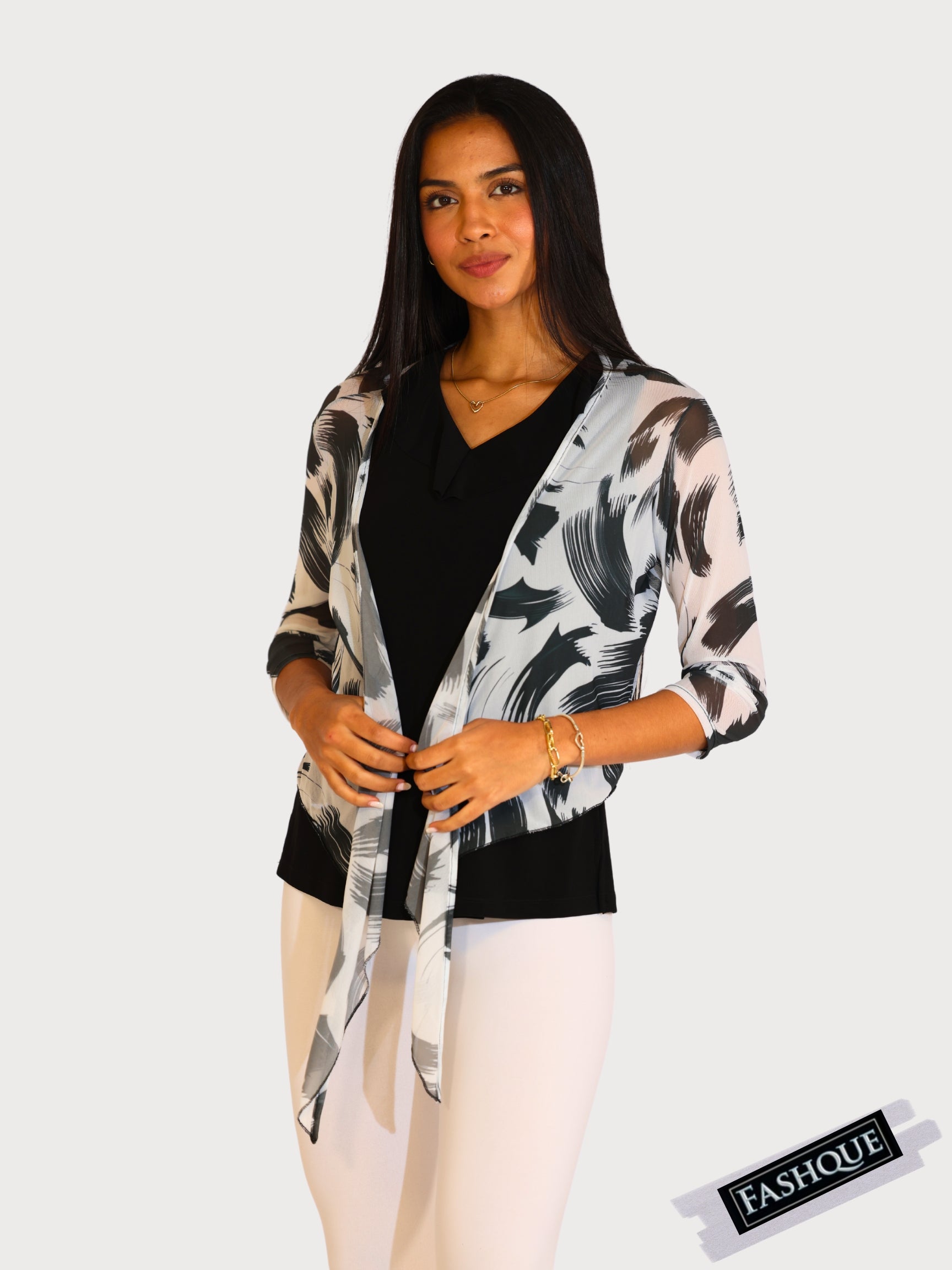 3/4 SLEEVES TIE FRONT BOLERO - T2652