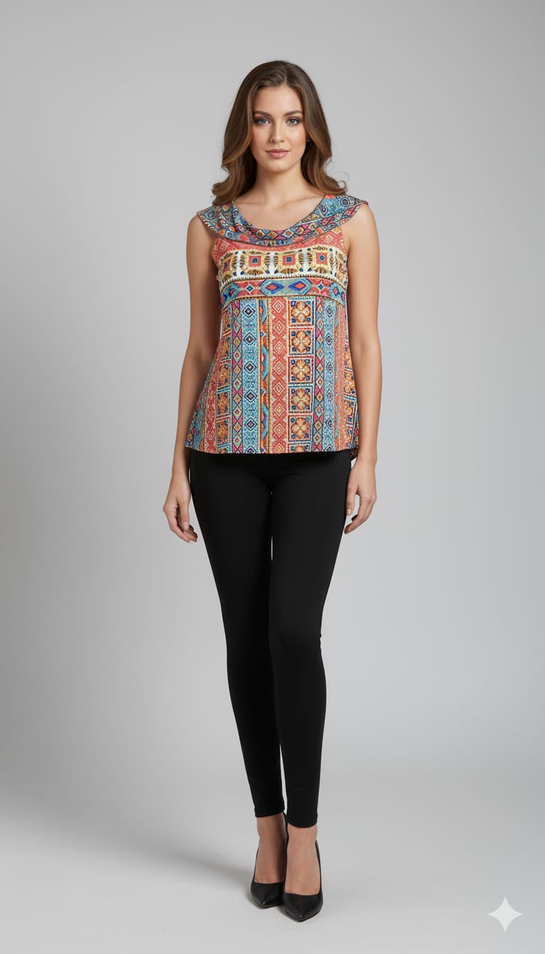 COWL NECK SLEEVELESS TOP - T2662