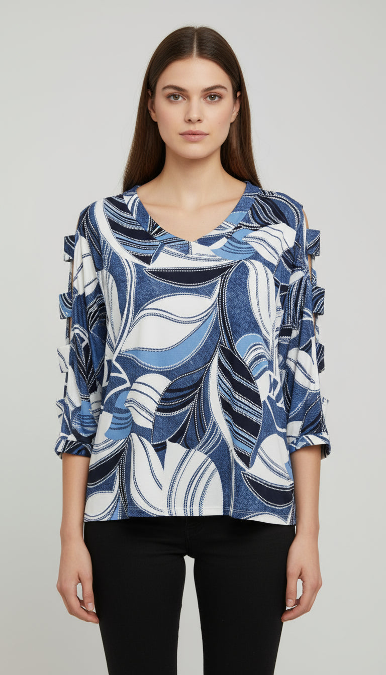 Sleeve V-Neck Top - T2706