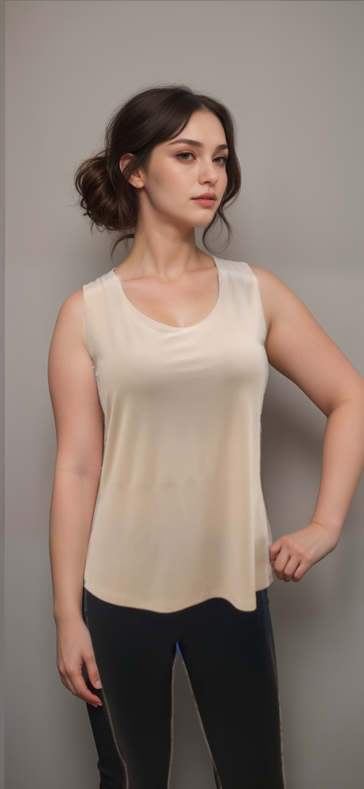 Round Neck Basic Solid Tank Top - T318