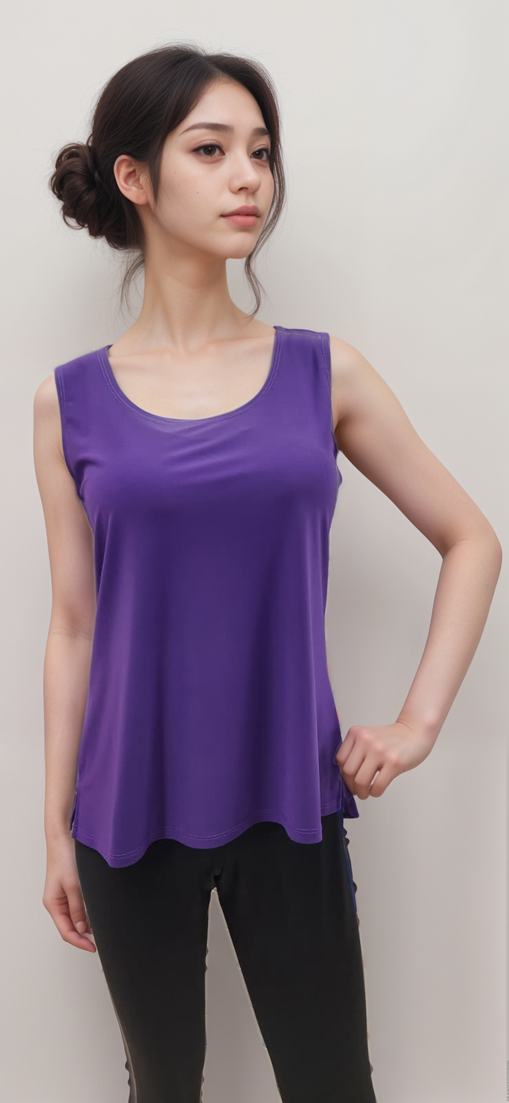 Round Neck Basic Solid Tank Top - T318