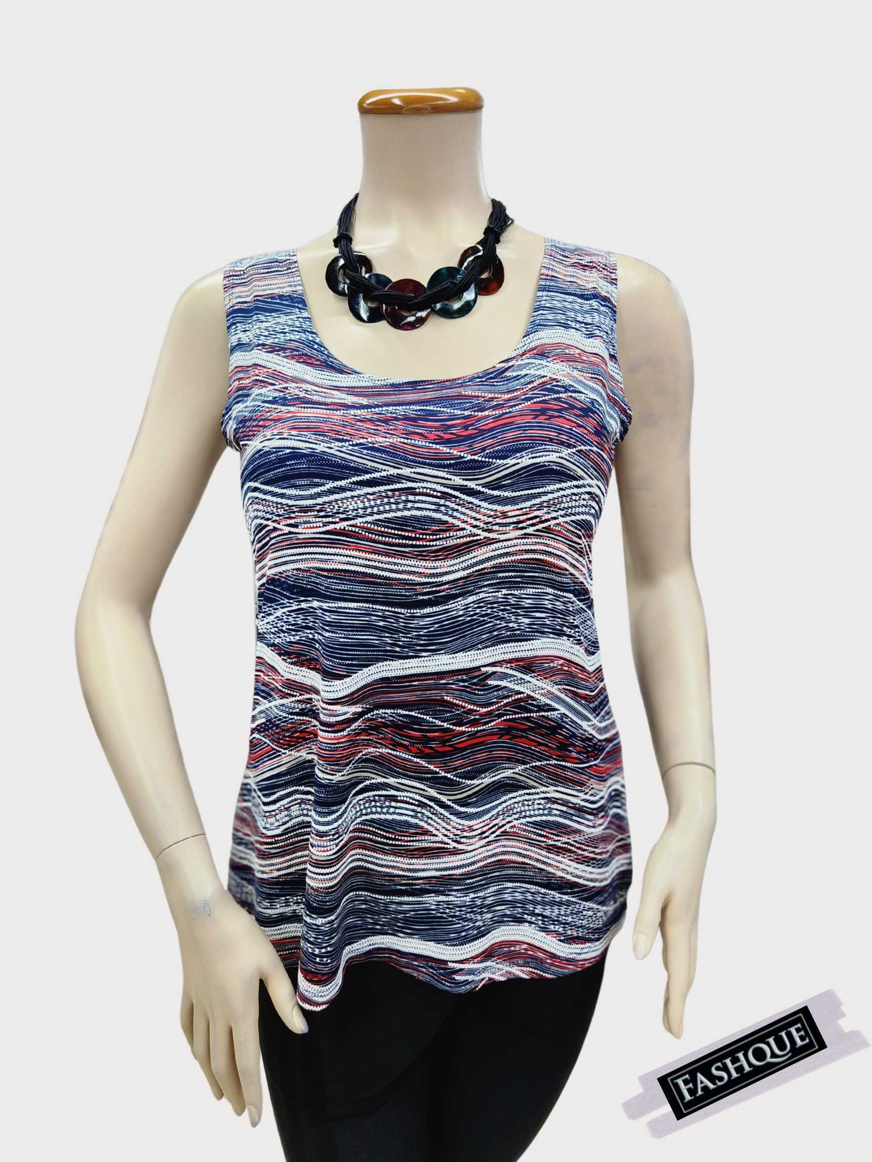 FASHQUE - Round Neck Basic PRINTED Tank Top - T477