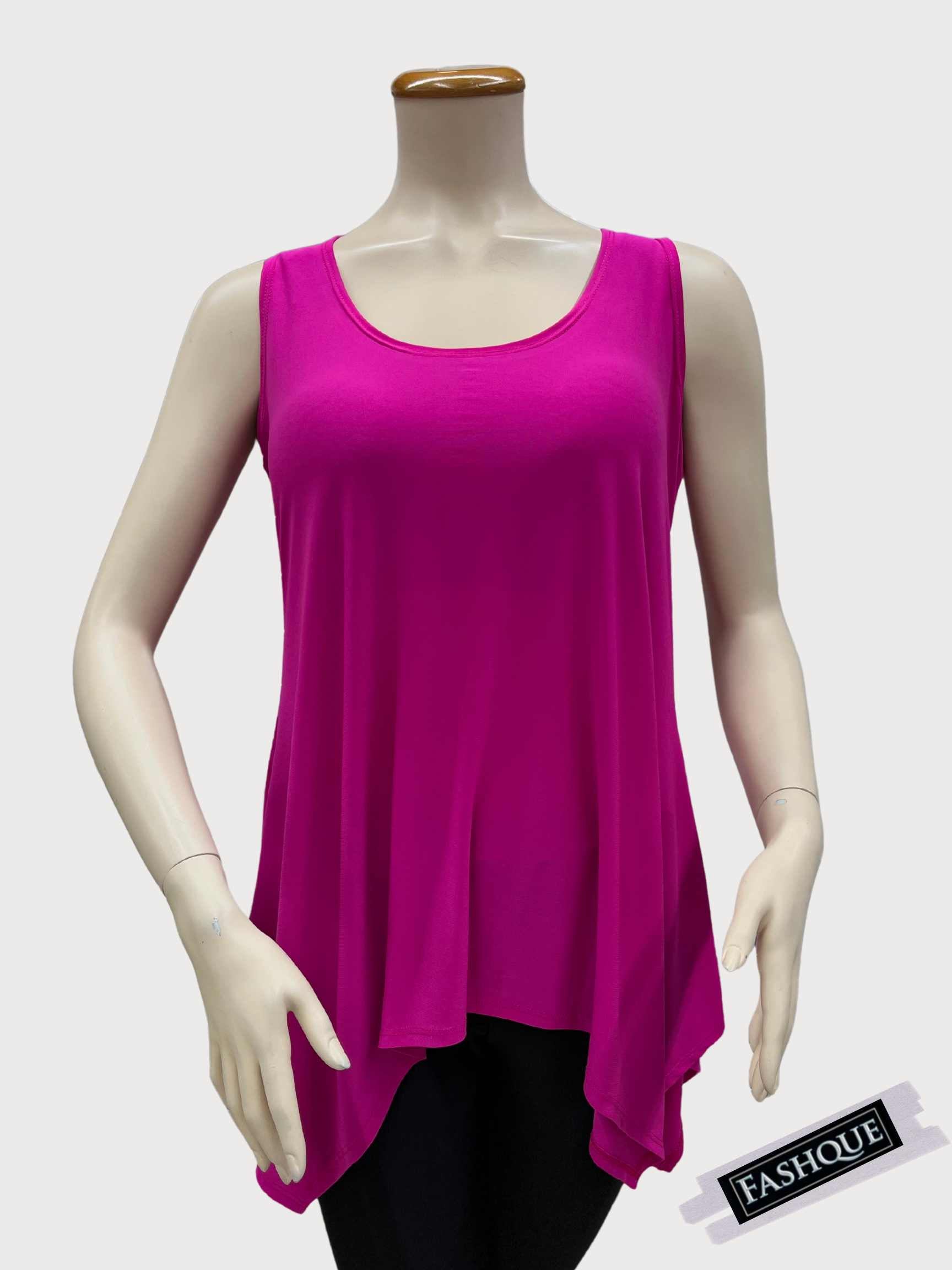 Sleeveless Sharkbite round neck Tunic Top - T555