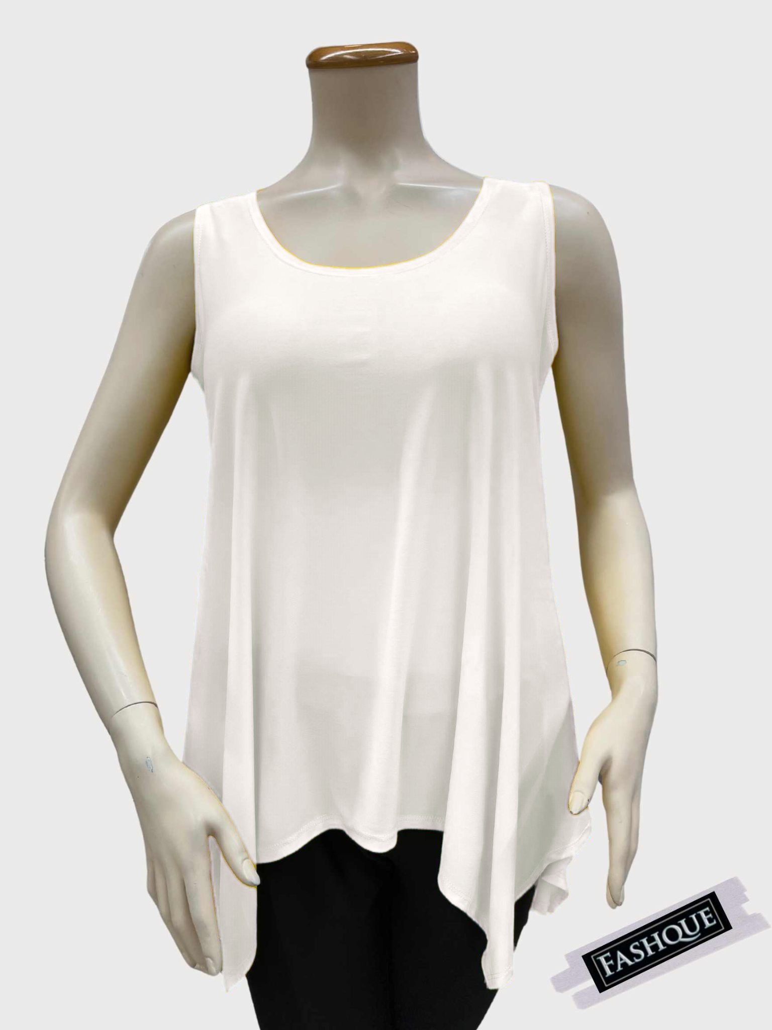 Sleeveless Sharkbite round neck Tunic Top - T555