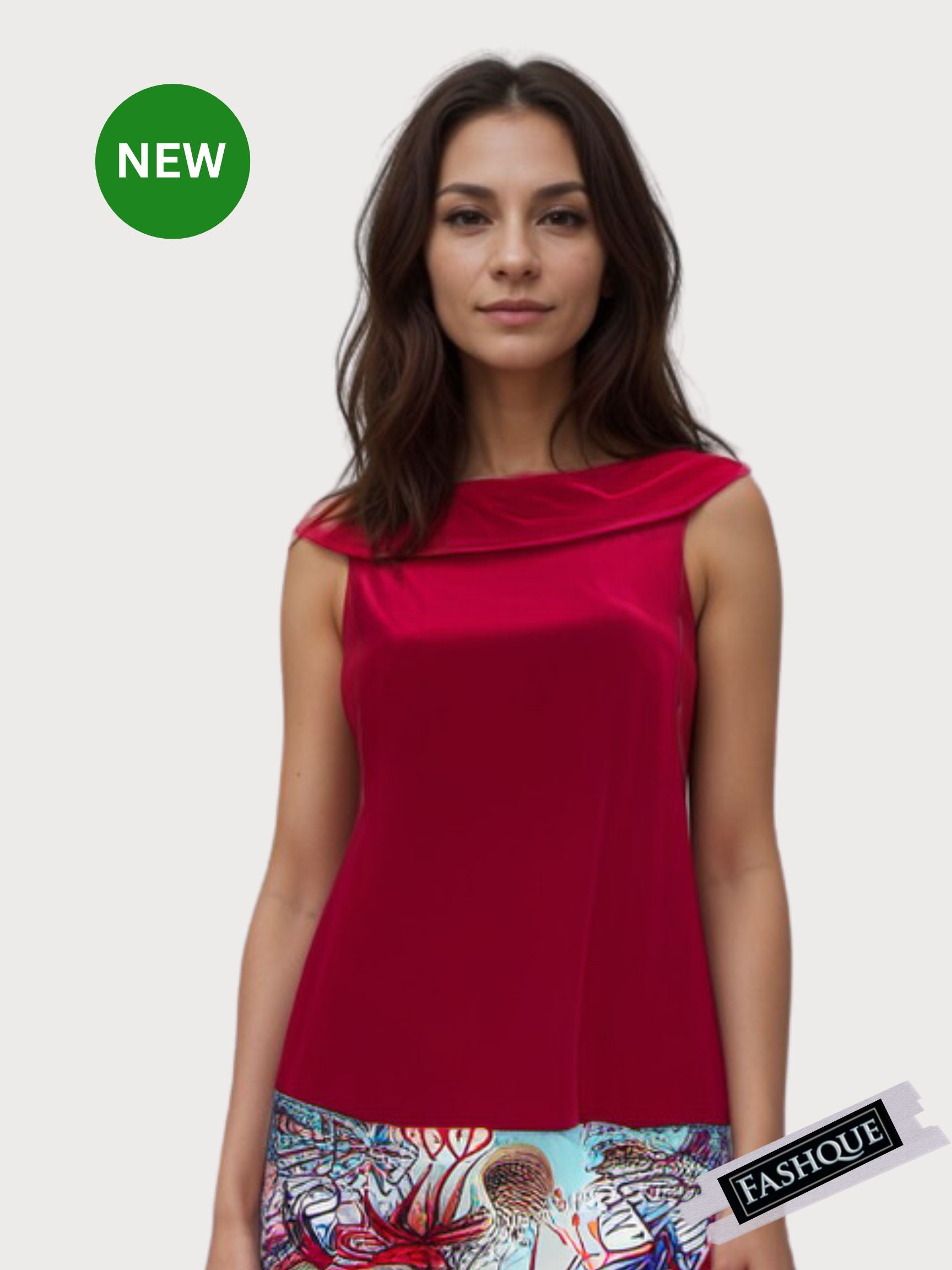 FASHQUE - COWL NECK SLEEVELESS TOP - T662