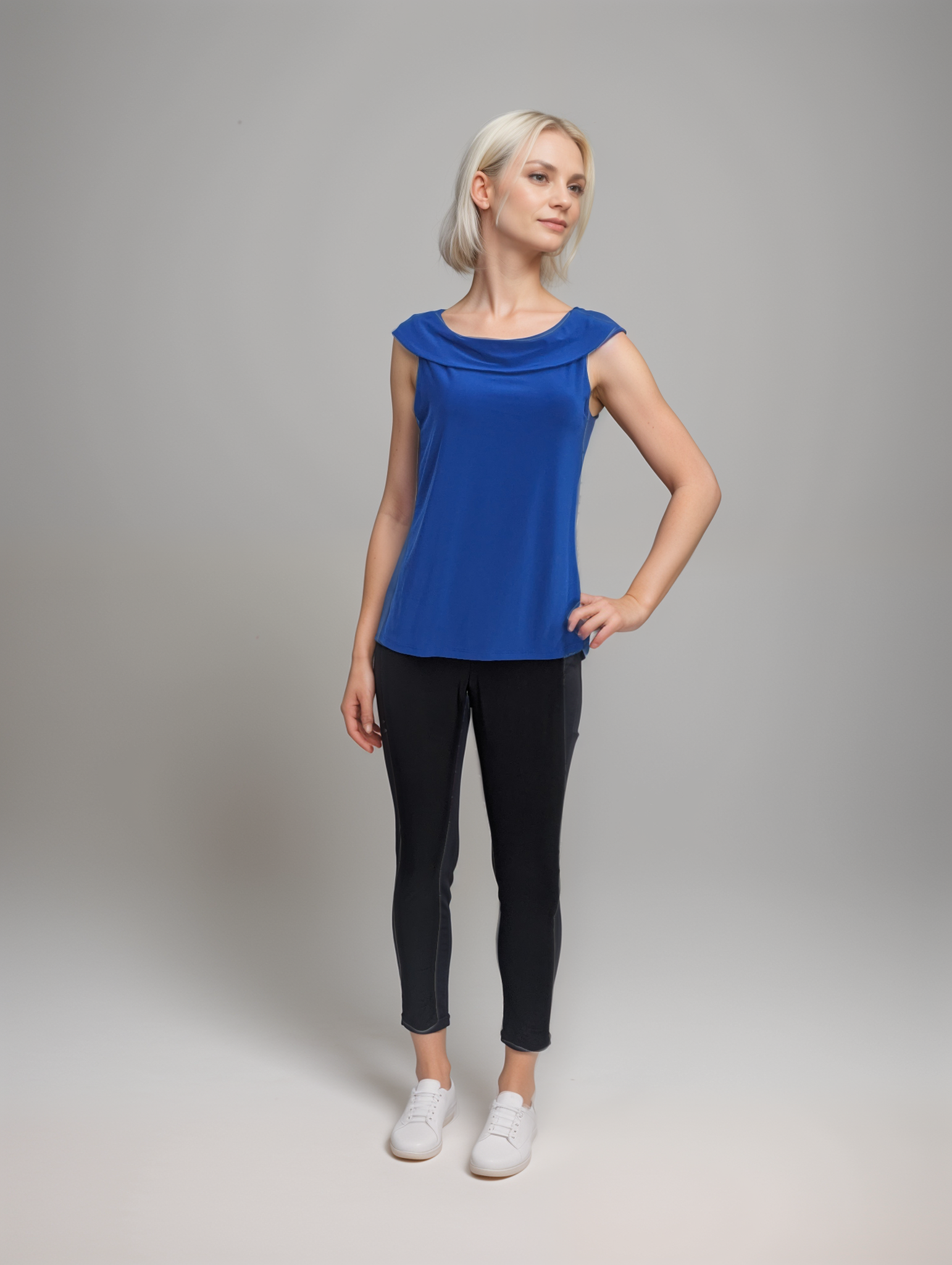 COWL NECK SLEEVELESS TOP - T662