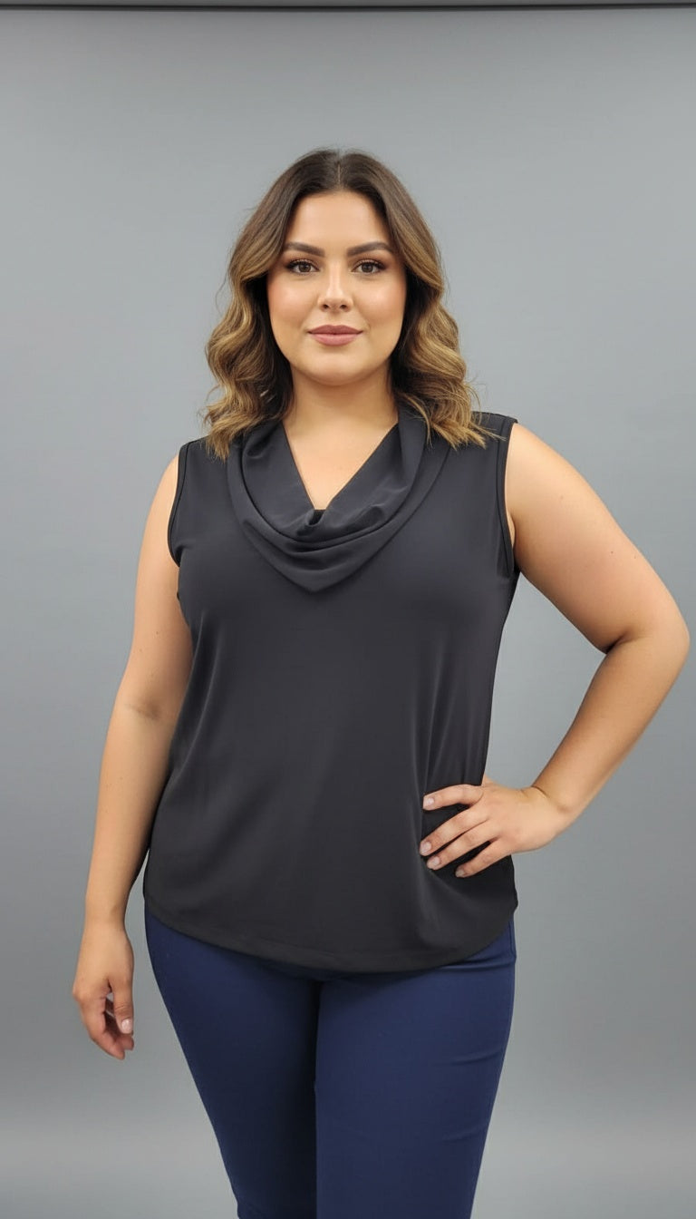 COWL NECK SLEEVELESS TOP - T663