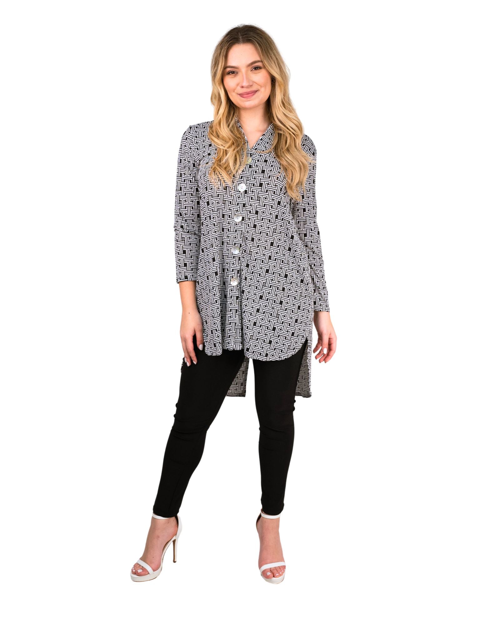 FASHQUE - Plaids V Neck Long Sleeve button down Irregular Hem Casual Shirt - T631