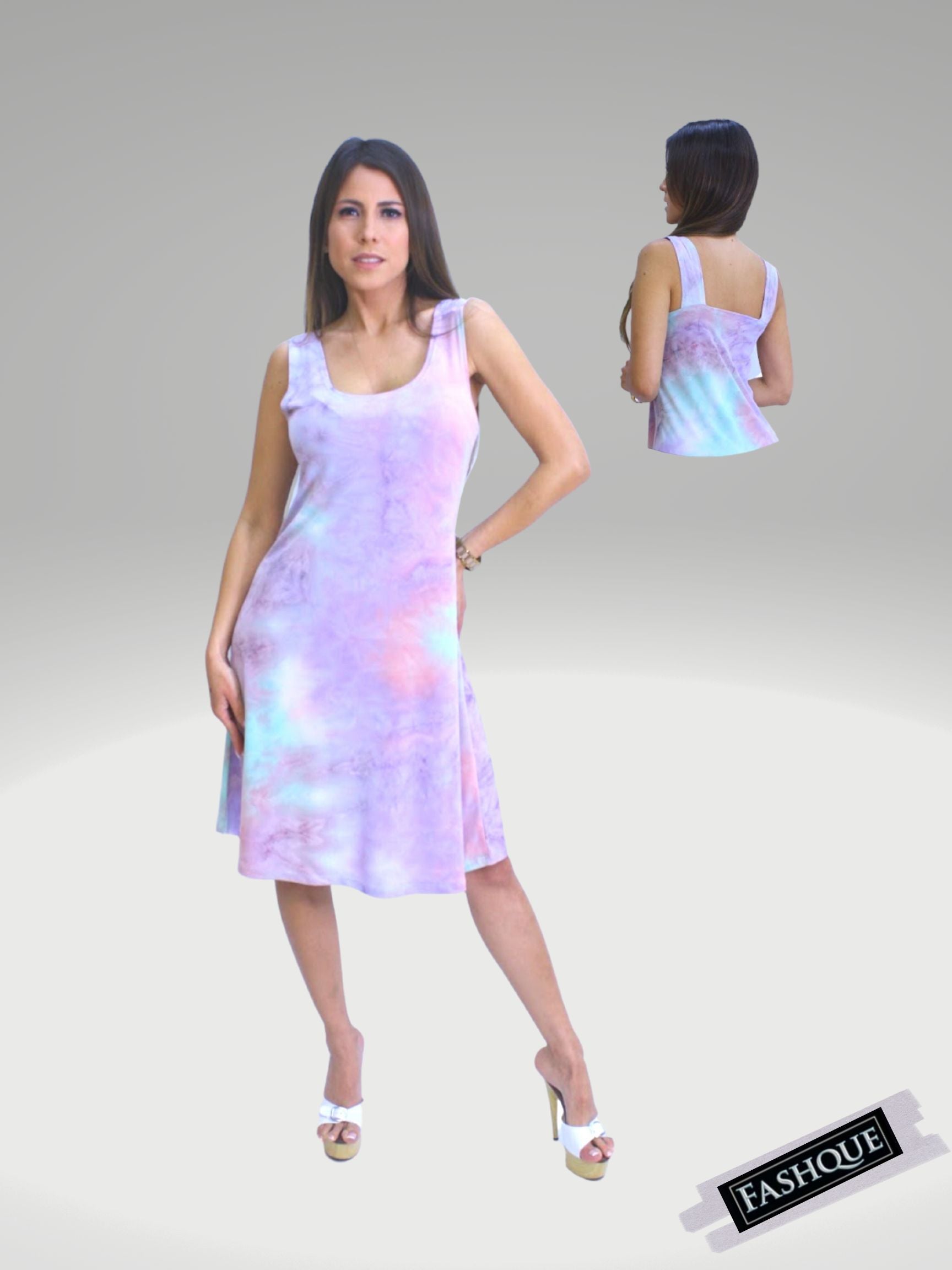 FASHQUE - SUNDRESS - Skater Style tank dress with square back  - D001 SALE