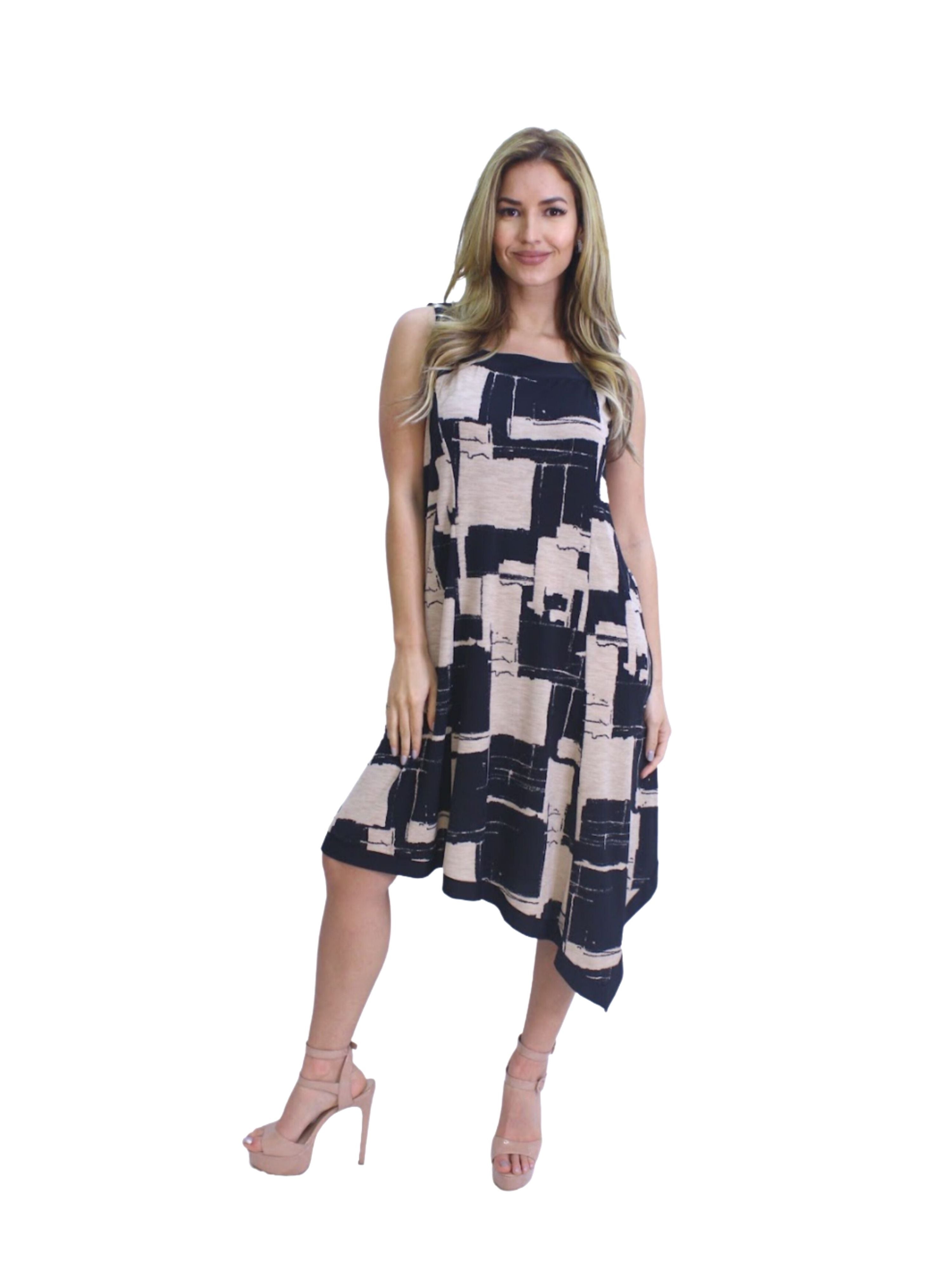 FASHQUE - Women Asymmetrical Neck Long Sleeveless Dress- D072 SALE