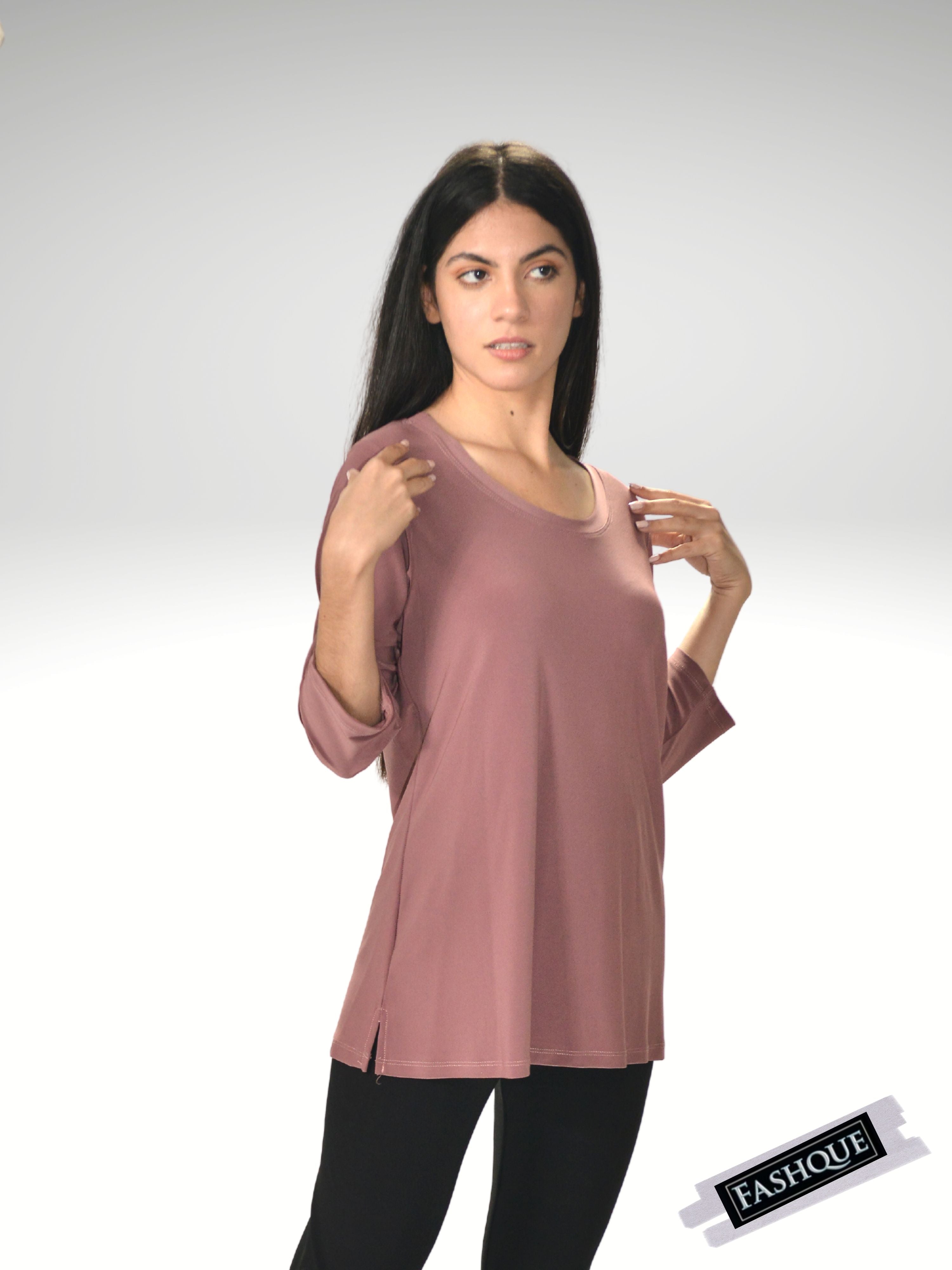 FASHQUE - Elegant 3/4-Sleeve Shirt - T311