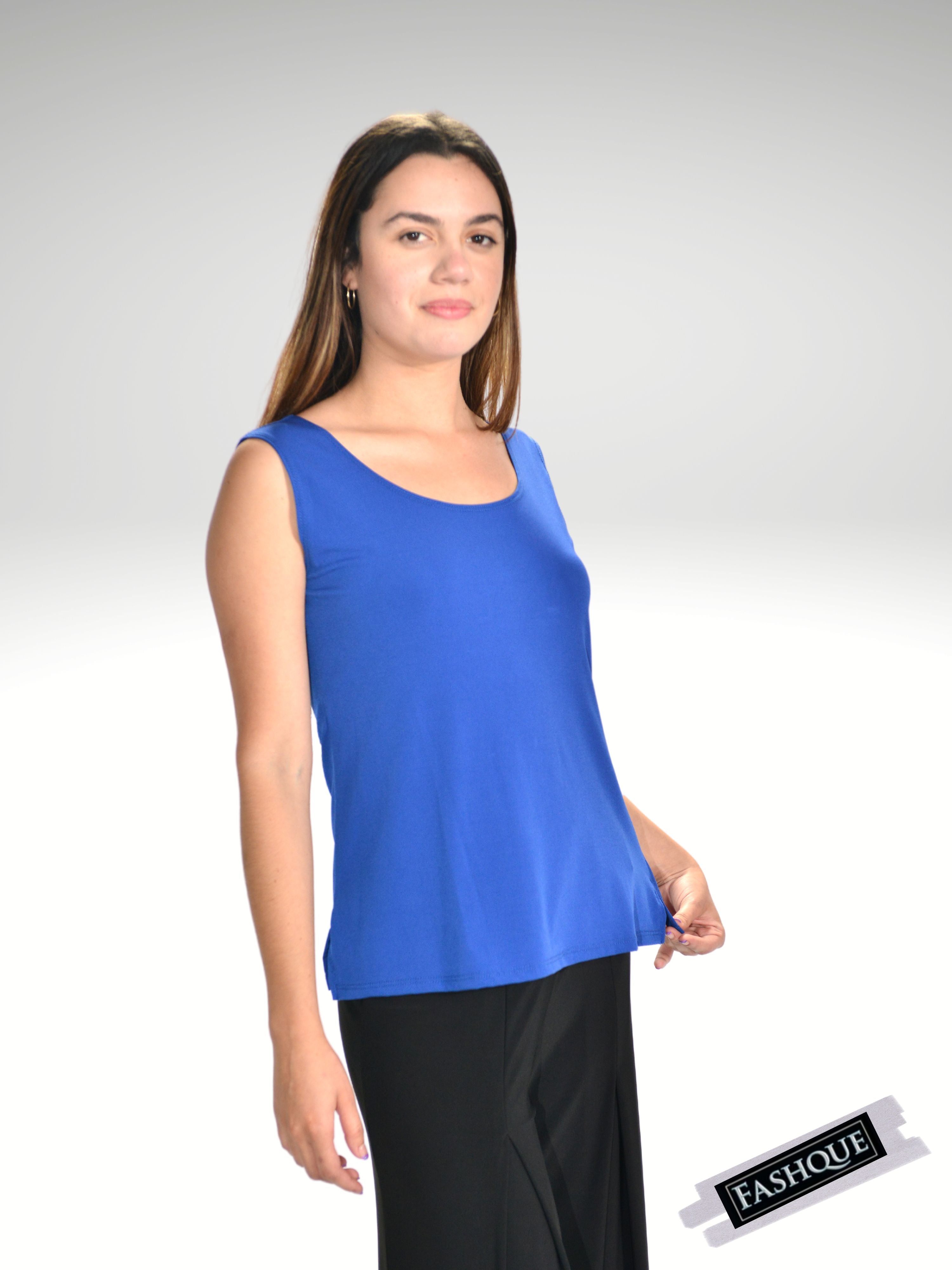 FASHQUE - Round Neck Basic Solid Tank Top - T318