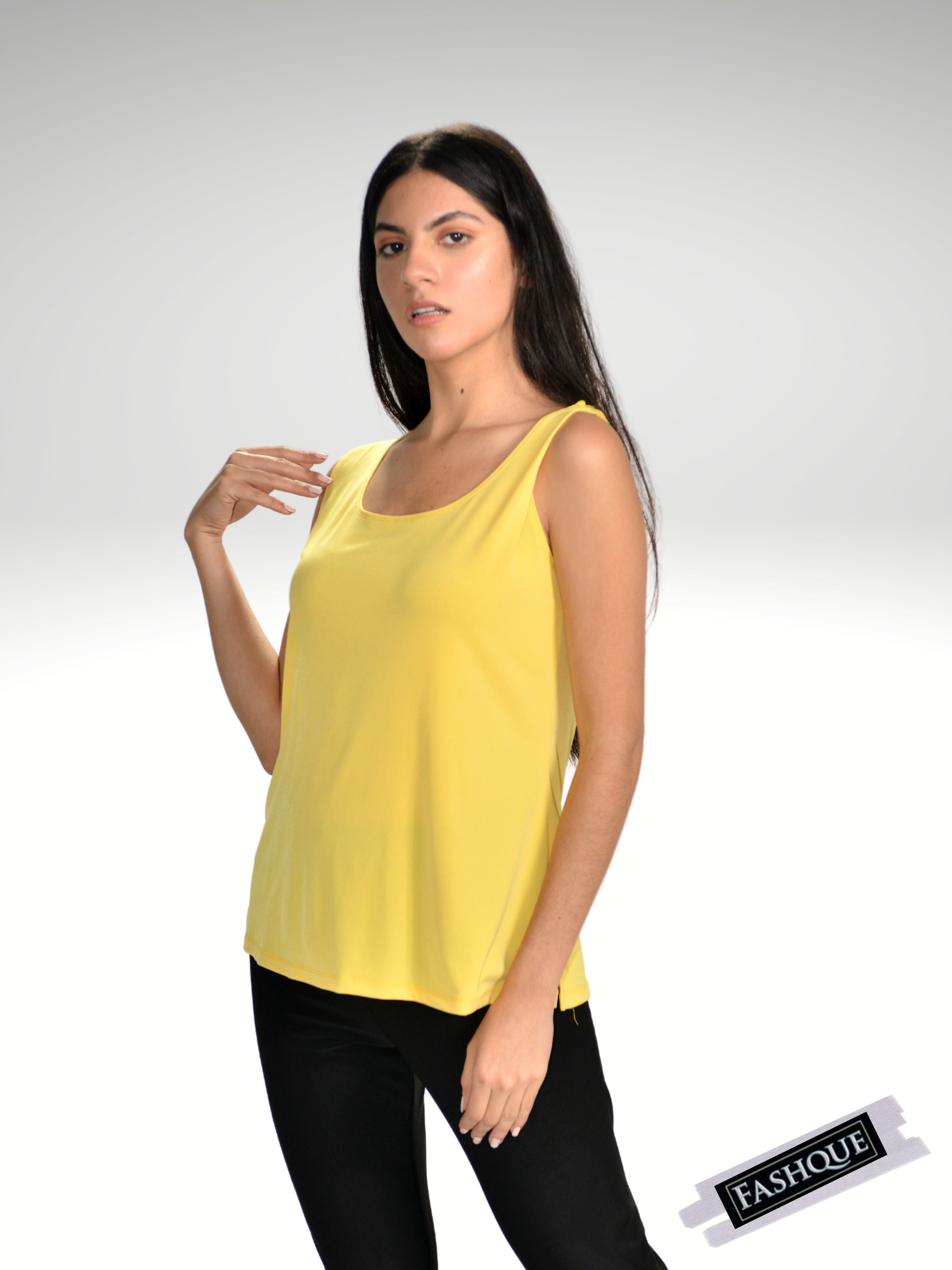 FASHQUE - Round Neck Basic Solid Tank Top - T318