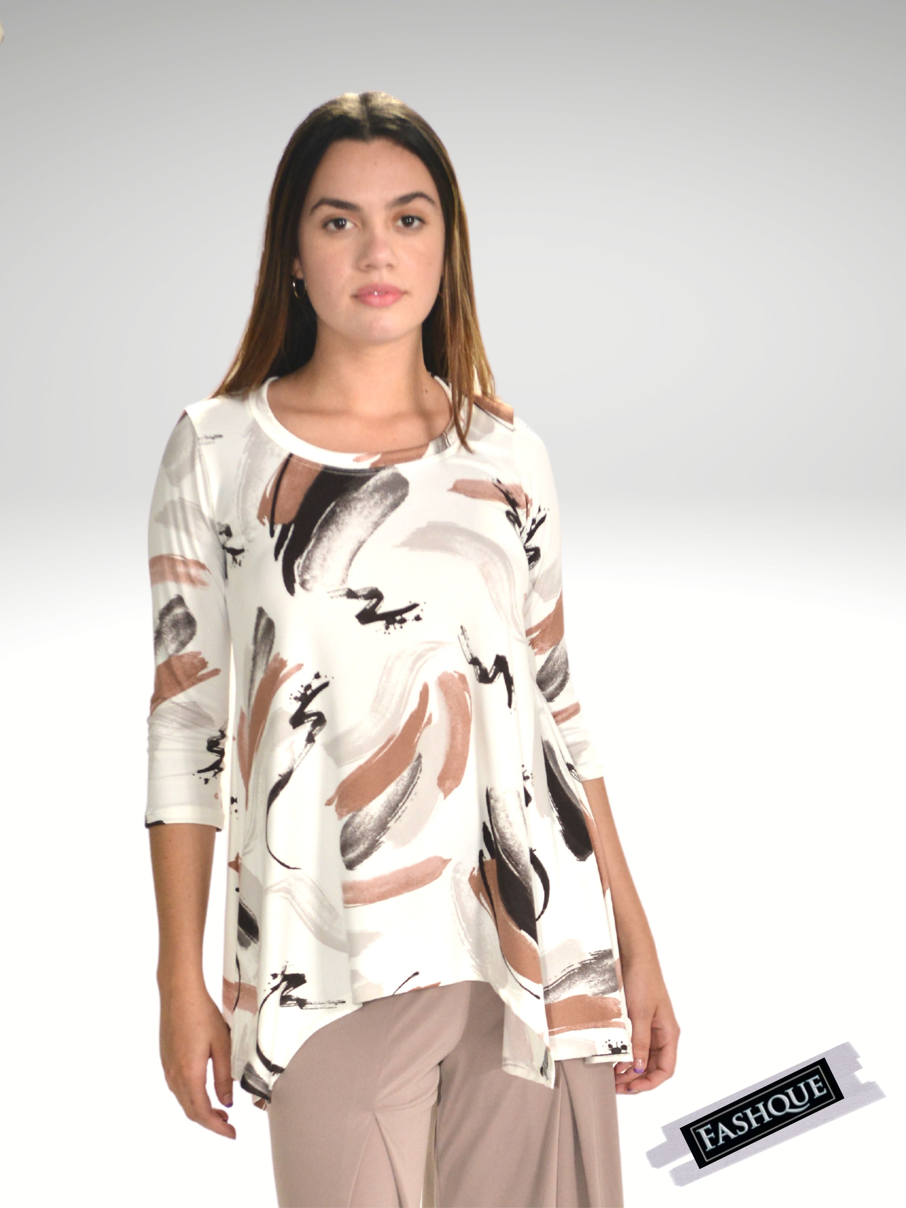 3/4 SLEEVE SHARKBITE TUNIC TOP - T400 SALE