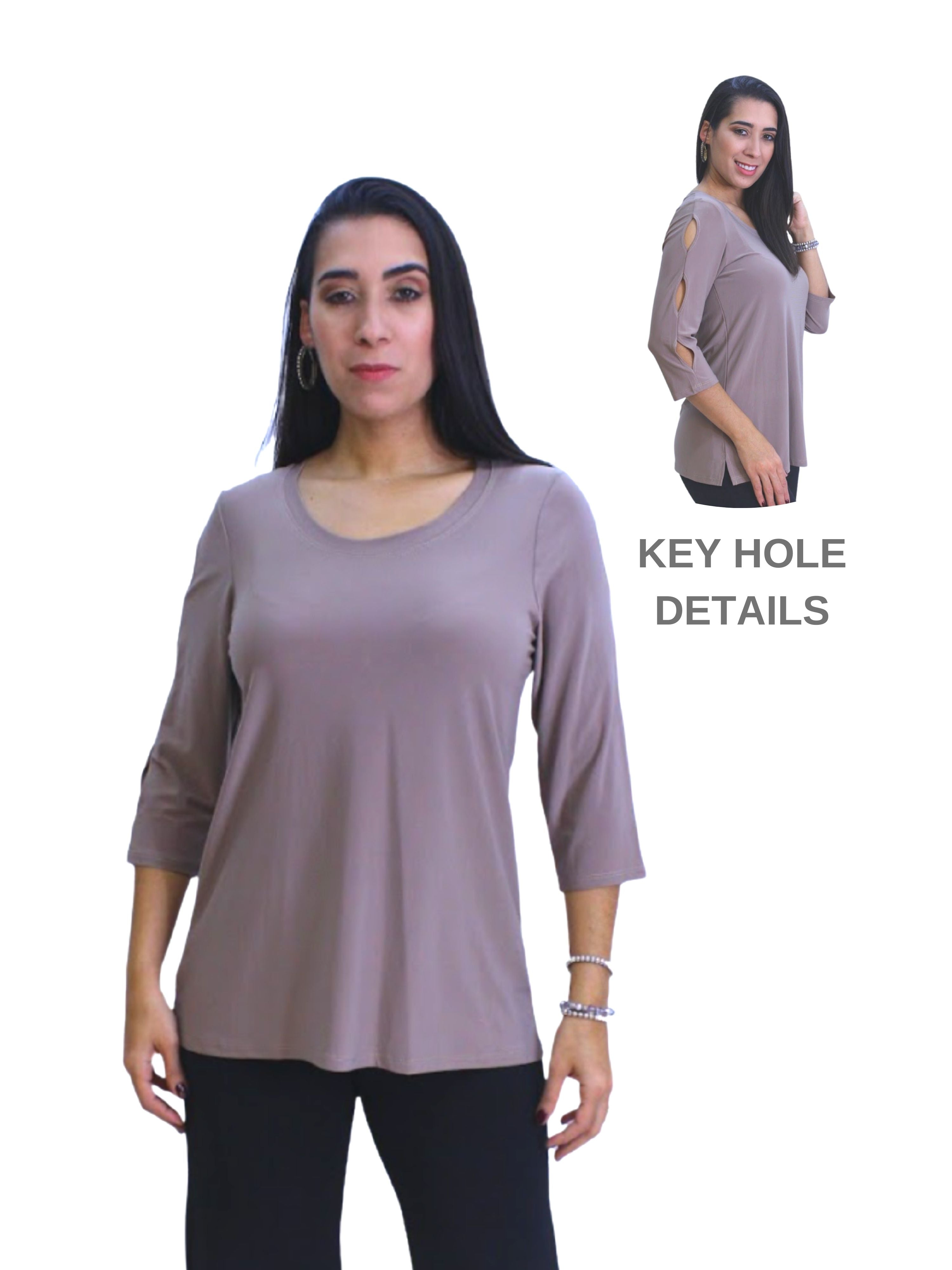 FASHQUE - Top with 3 KEY hole details on the sleeves - T430 SALE